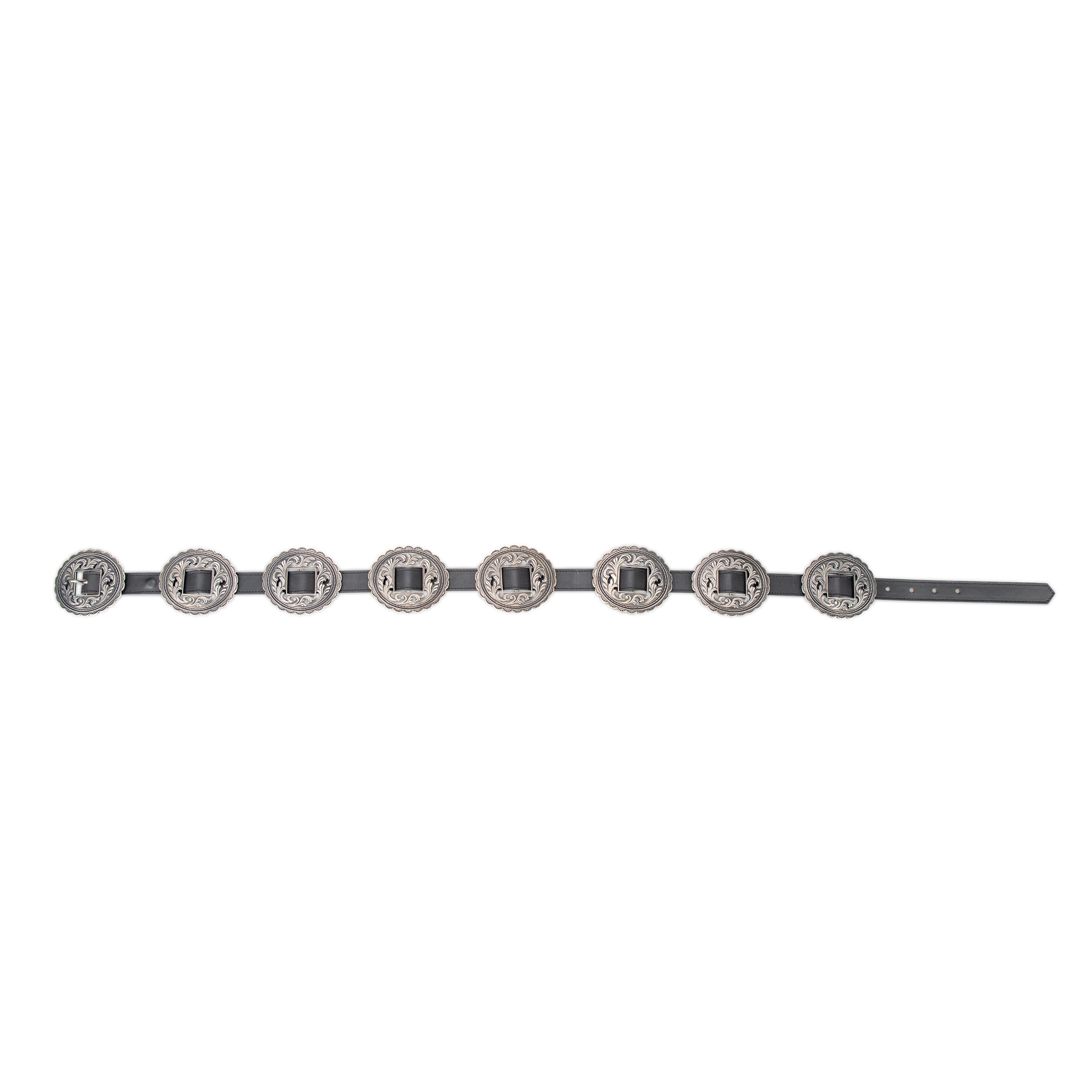 Lane Silver Concho Belt - Jet Black Belt Western Fashion by Lane