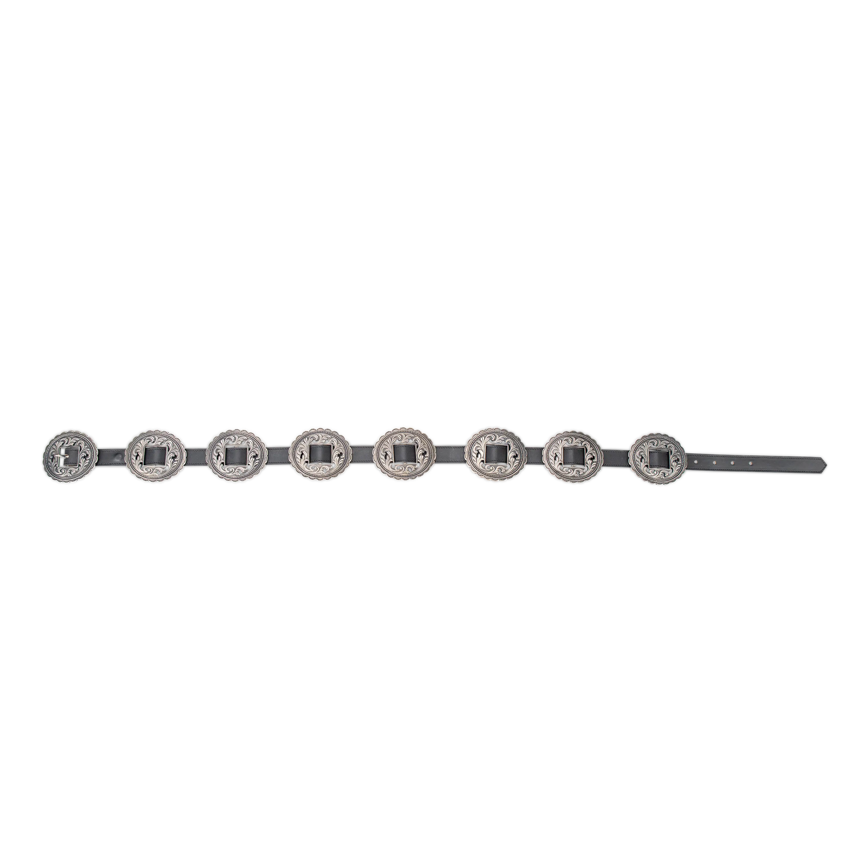 Lane Silver Concho Belt - Jet Black Belt Western Fashion by Lane