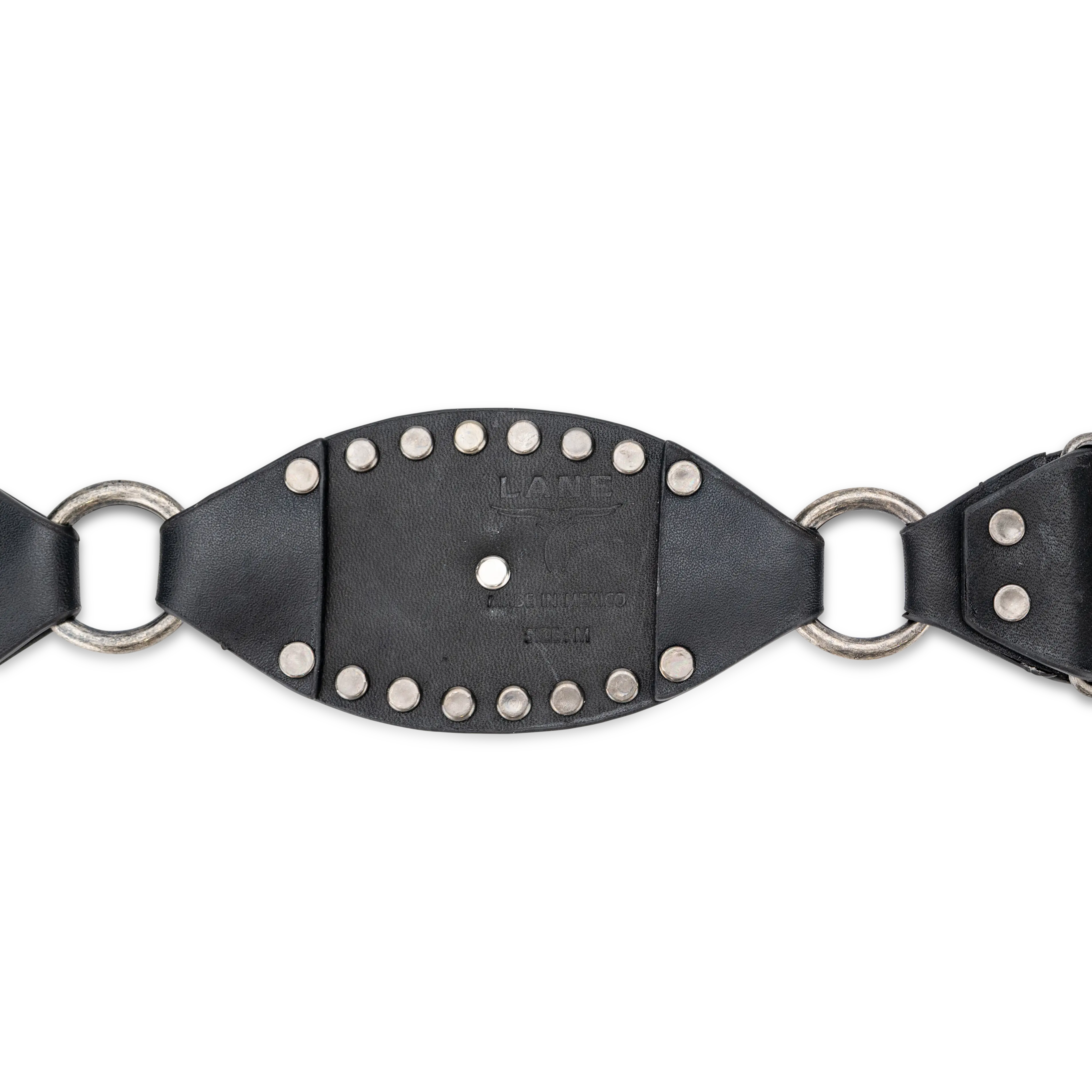 Lane Silver Disc Belt - Jet Black Belt Western Fashion by Lane