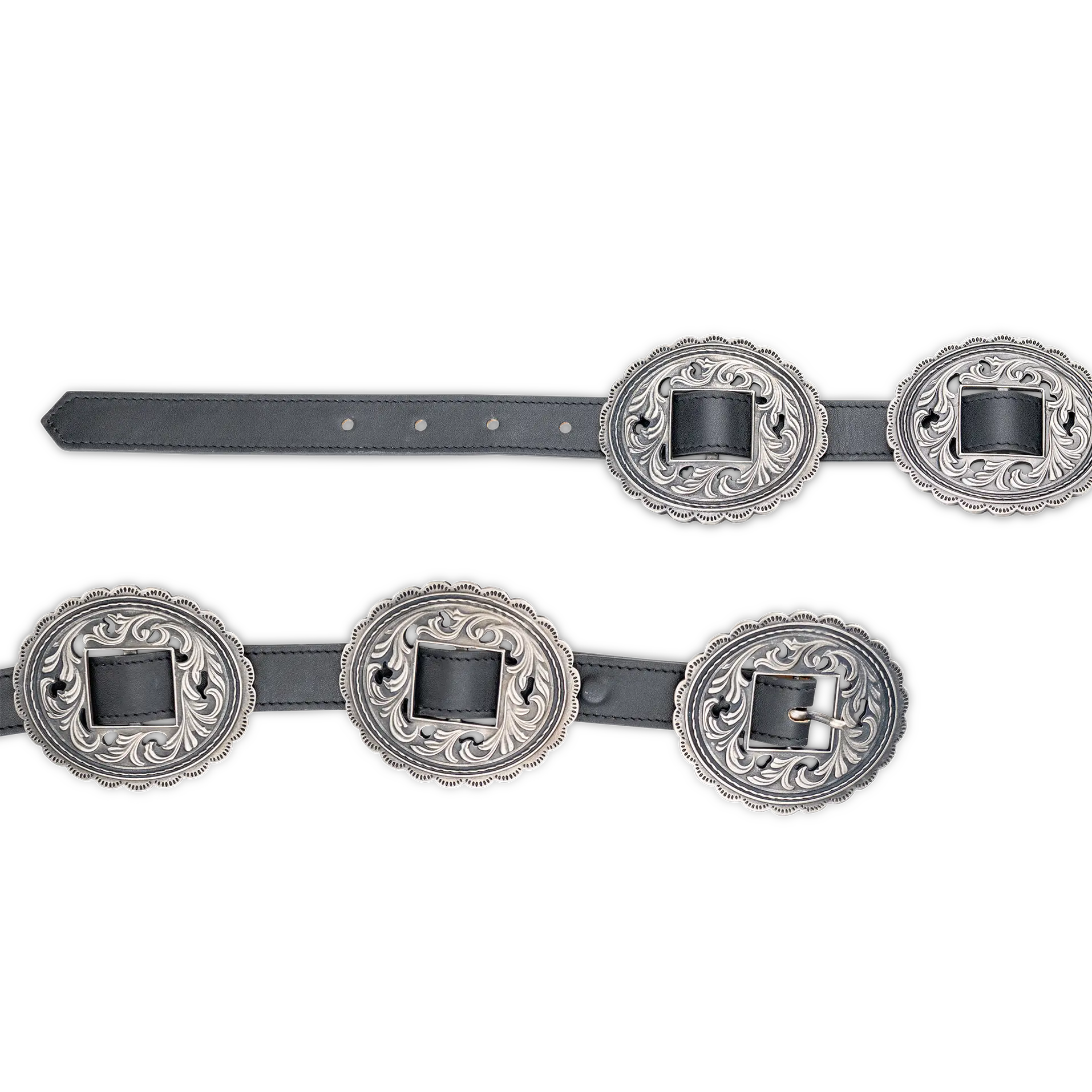 Lane Silver Concho Belt - Jet Black Belt Western Fashion by Lane