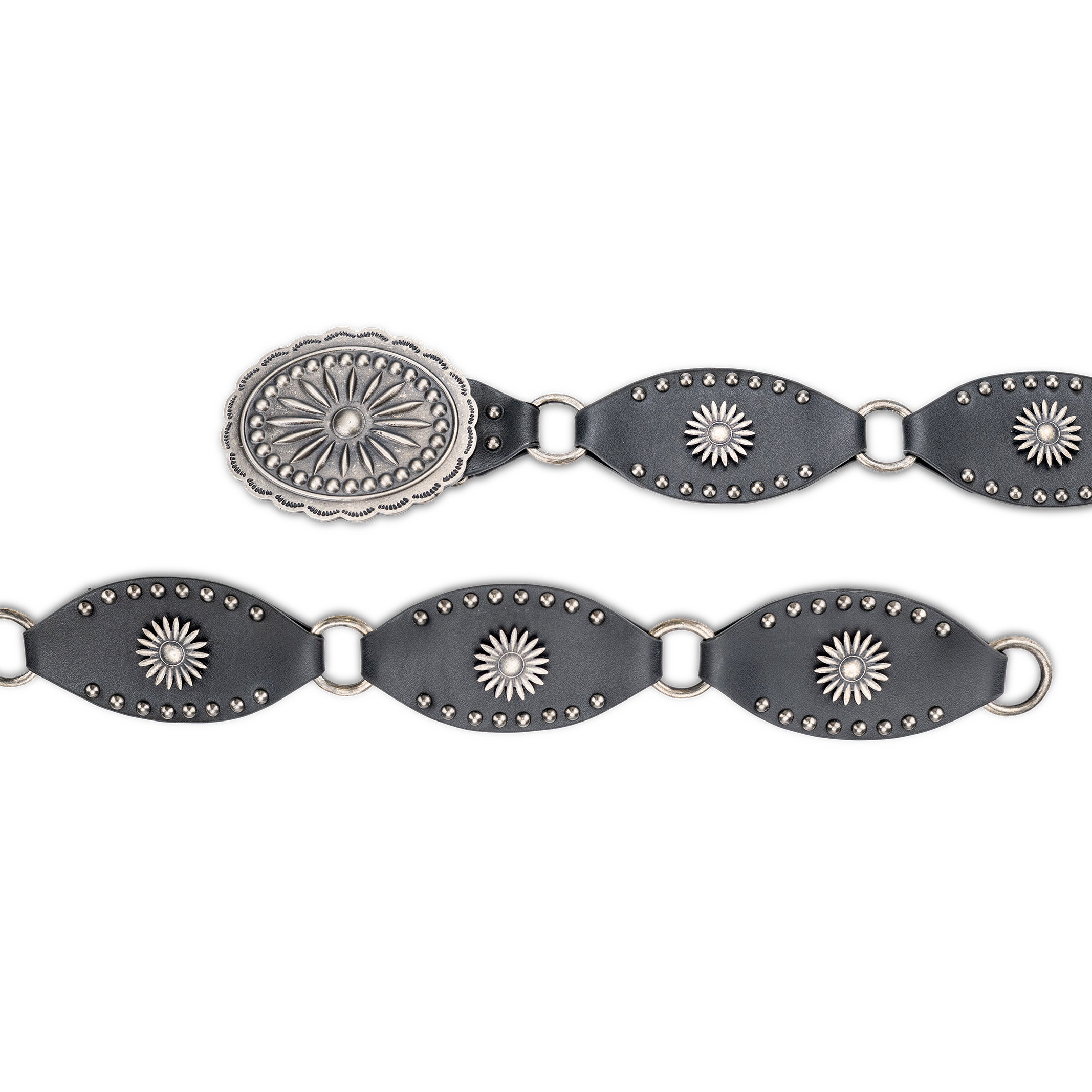 Lane Silver Disc Belt - Jet Black Belt Western Fashion by Lane