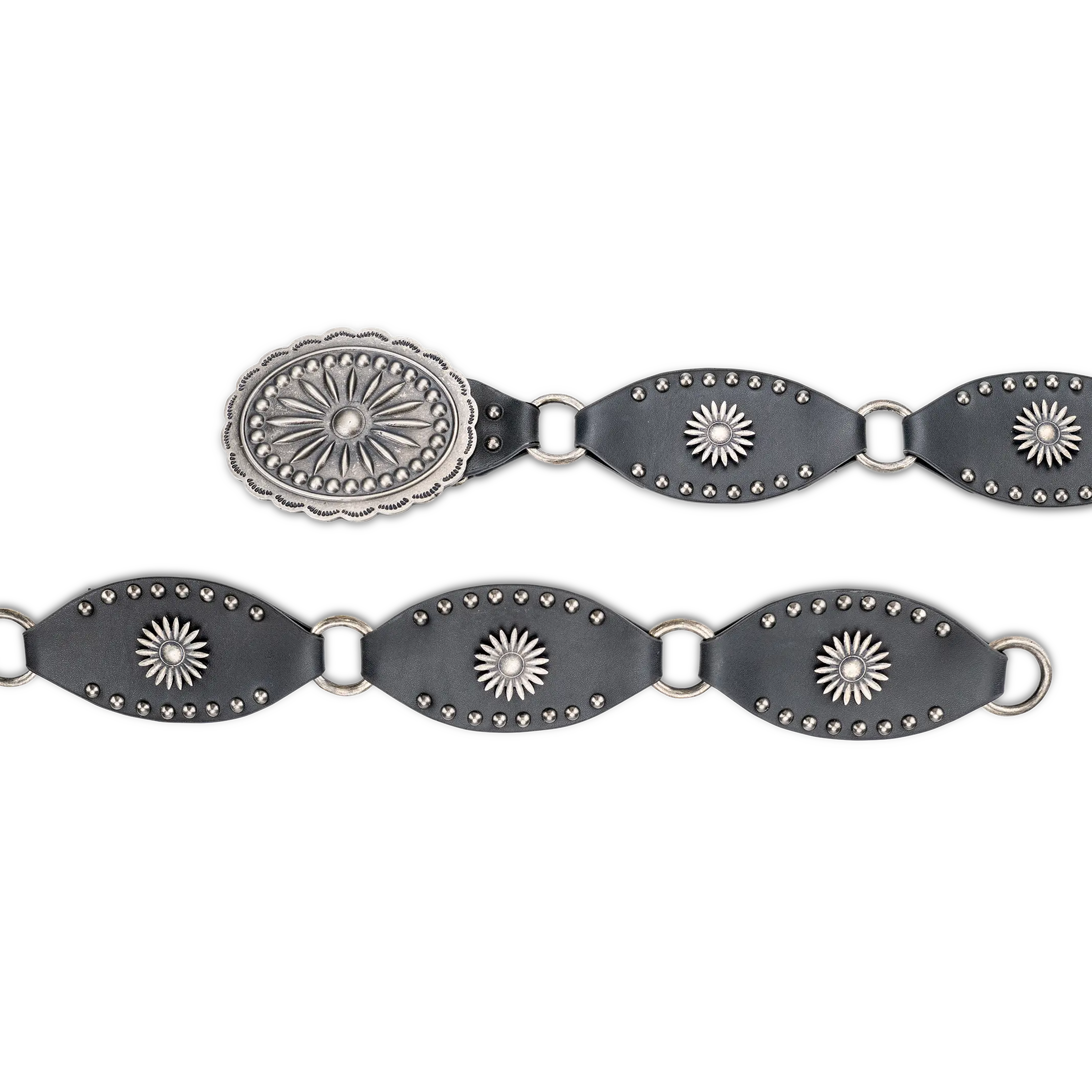 Lane Silver Disc Belt - Jet Black Belt Western Fashion by Lane