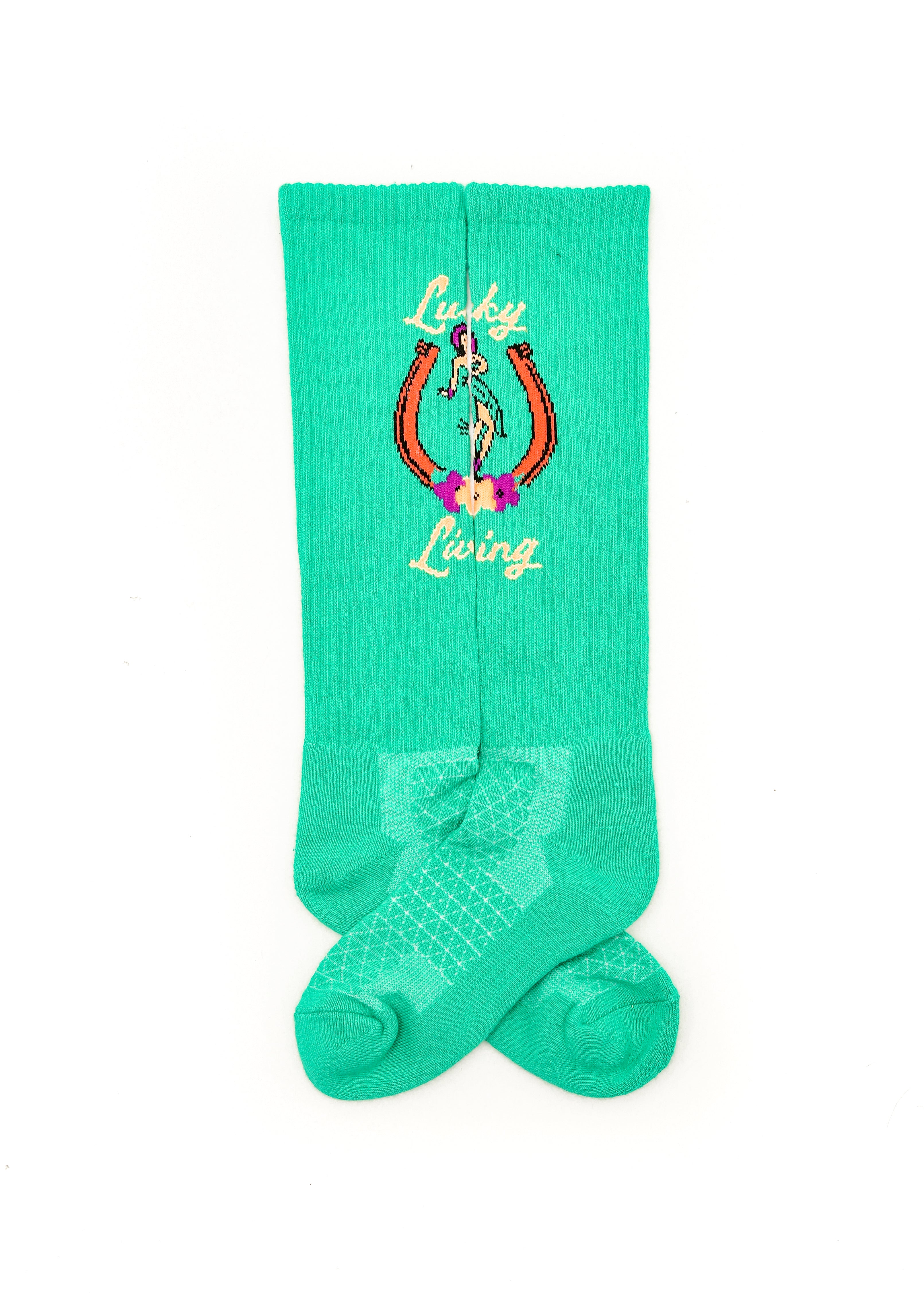 Lucky Living Island Cowgirl Turquoise Performance Socks Women's Mid-Calf Socks Western Fashion by Lane