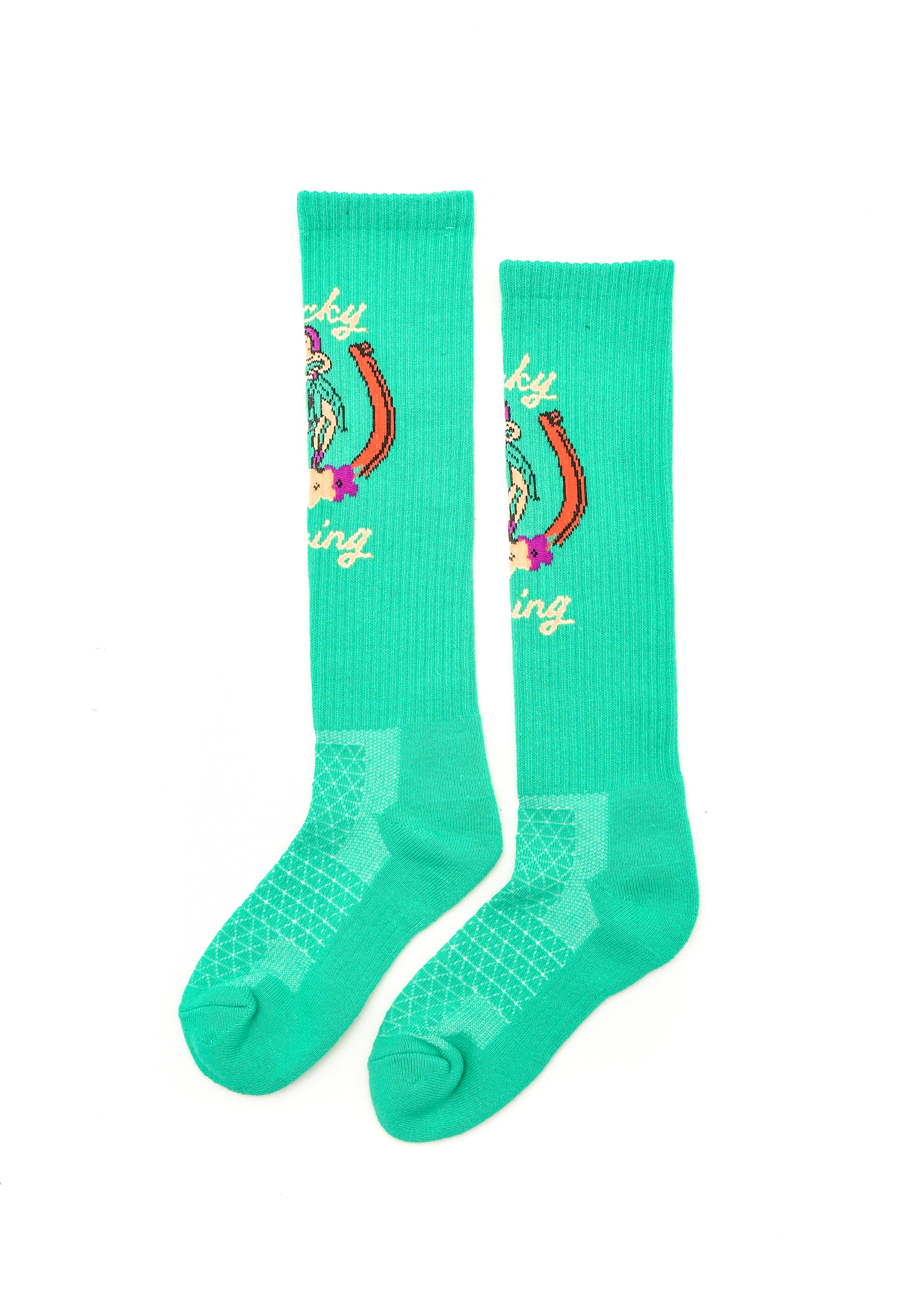 Lucky Living Island Cowgirl Turquoise Performance Socks Women's Mid-Calf Socks Western Fashion by Lane