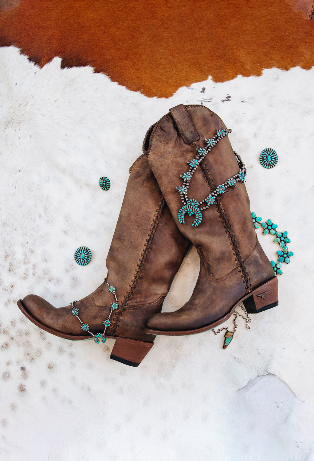 Lane Brown PJ Boots with Turquoise