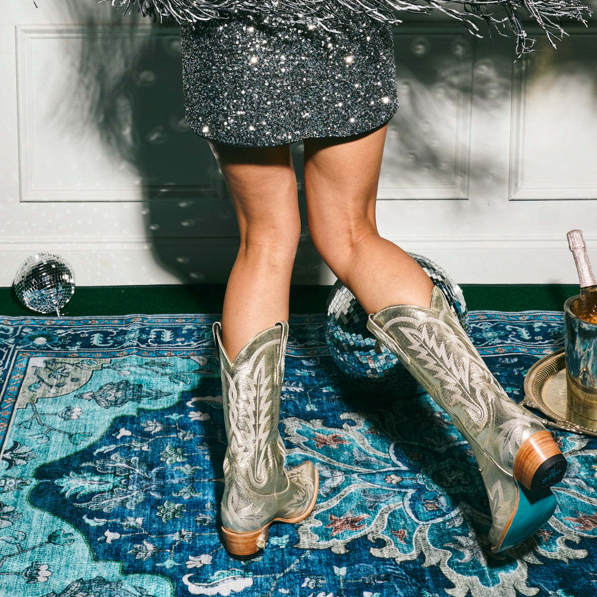 Lexington Boot - Champagne Metallic Lane Boots
