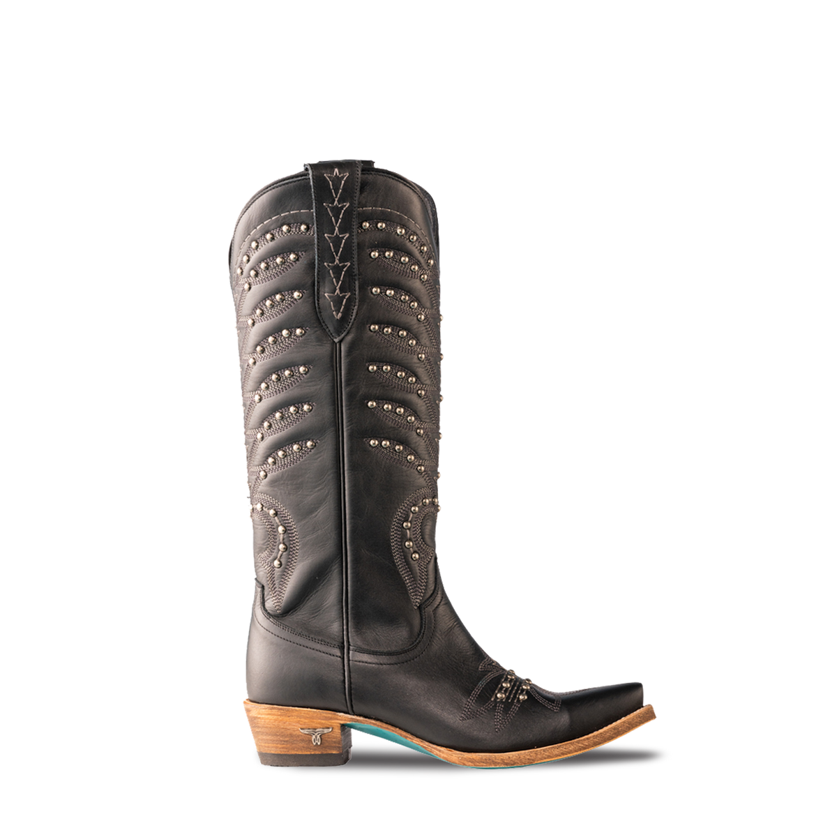 Studded Squash Blossom - Jet Black Ladies Boot Western Fashion by Lane