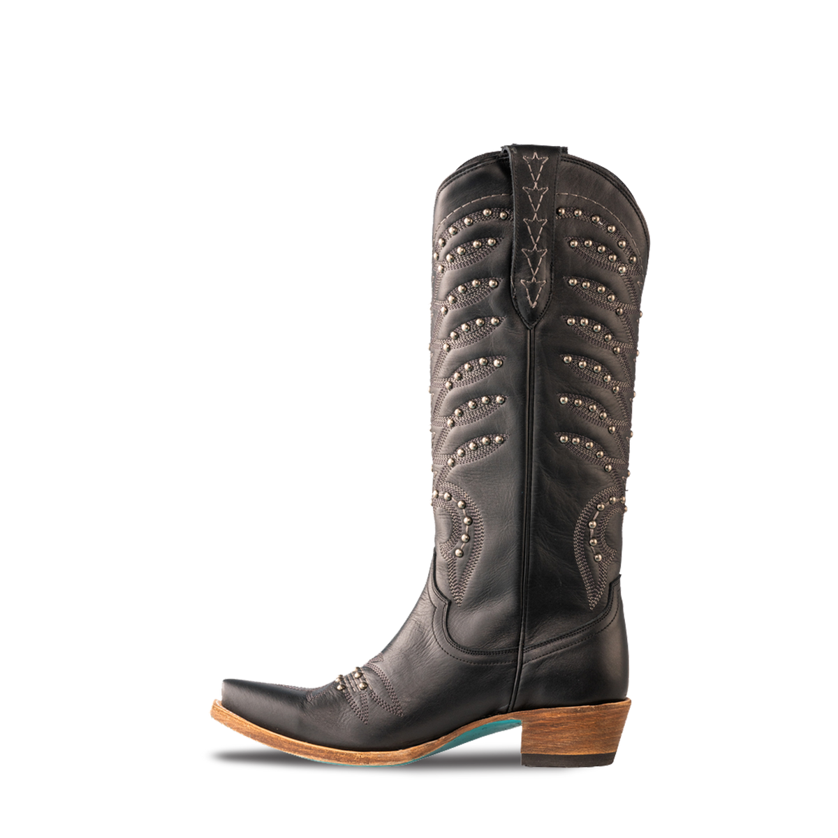 Studded Squash Blossom - Jet Black Ladies Boot Western Fashion by Lane