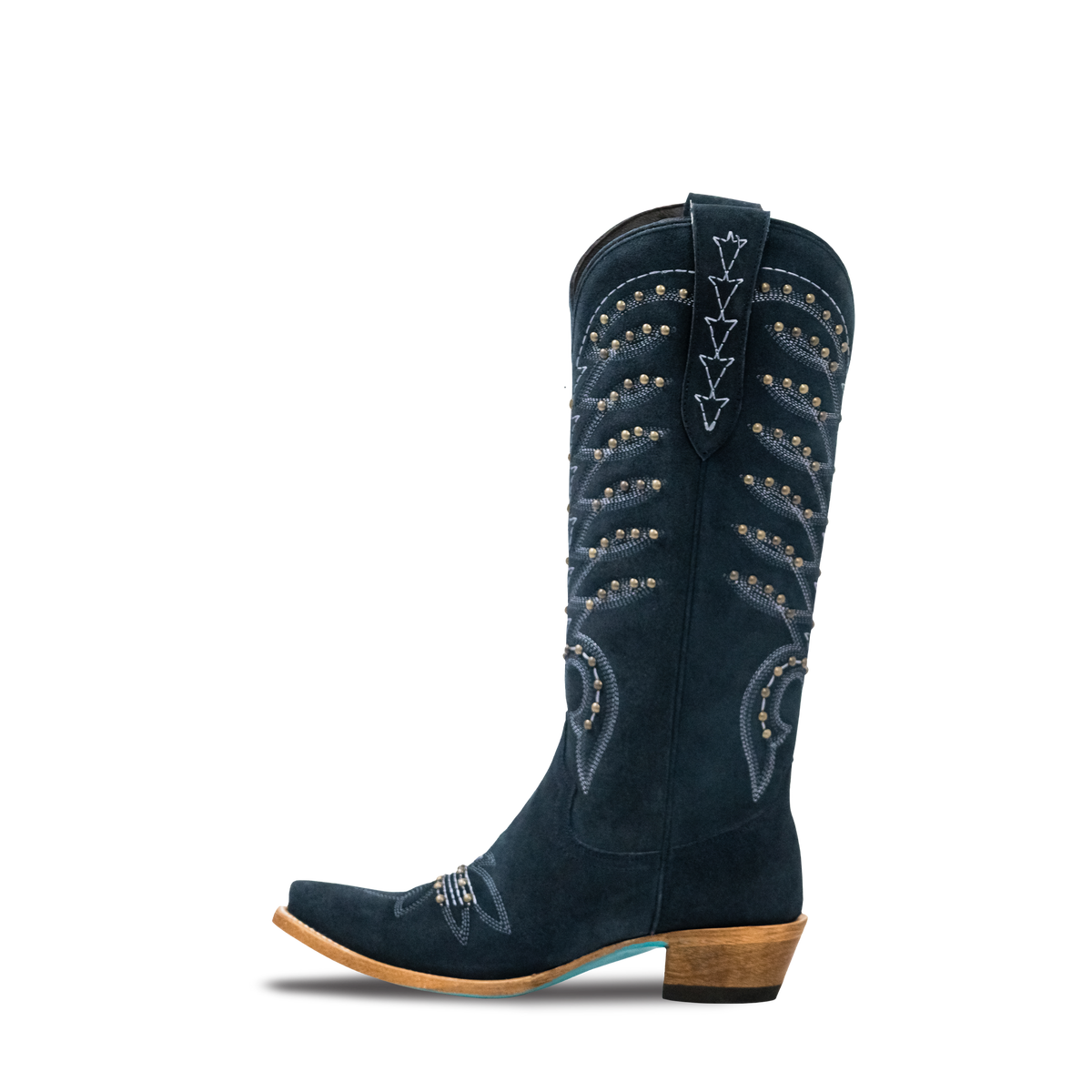 Studded Squash Blossom Boot - Navy Suede Ladies Boot Western Fashion by Lane
