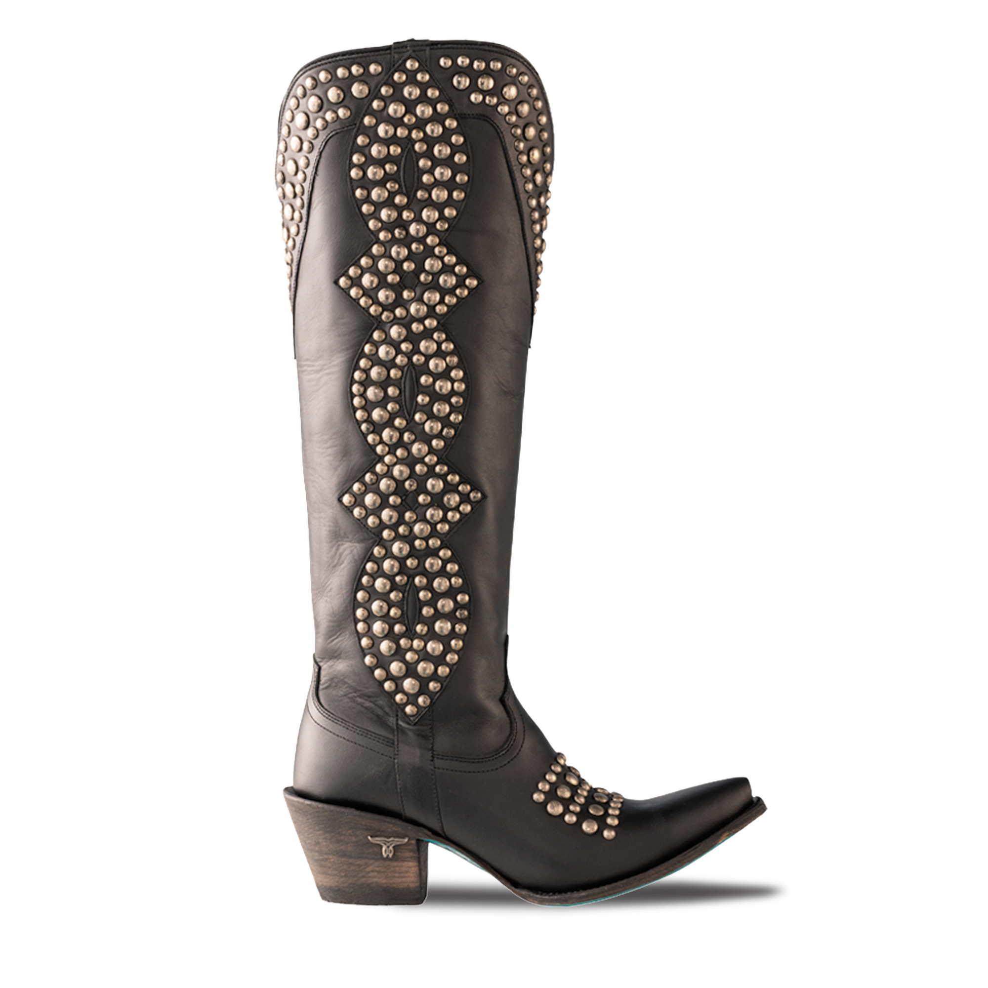 Studded Helix Knee High - Jet Black Lane Boots