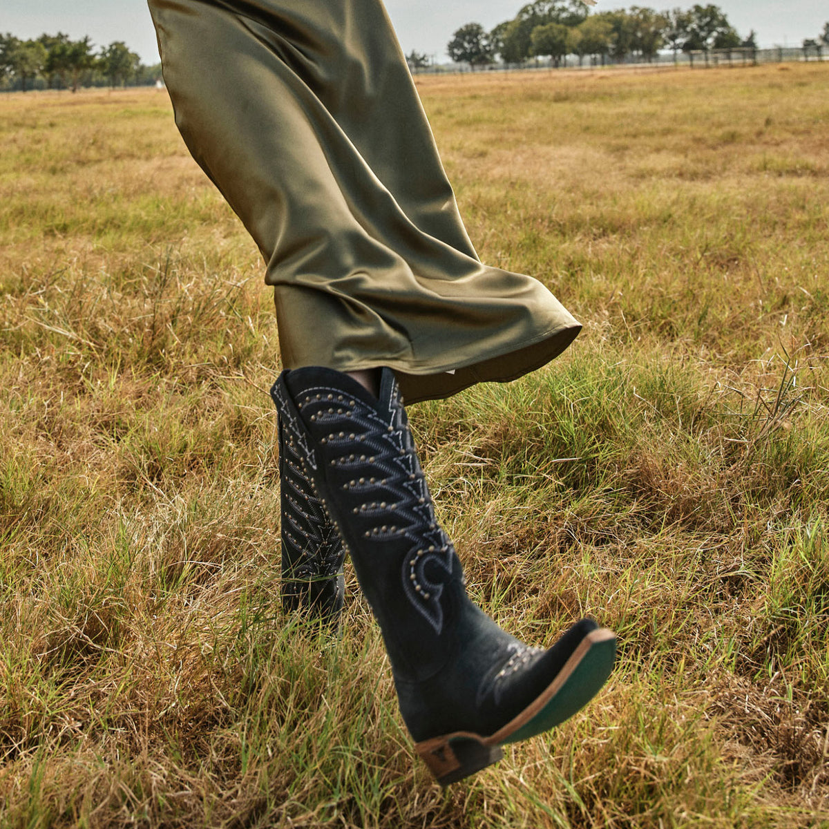 Studded Squash Blossom Boot - Navy Suede Ladies Boot Western Fashion by Lane