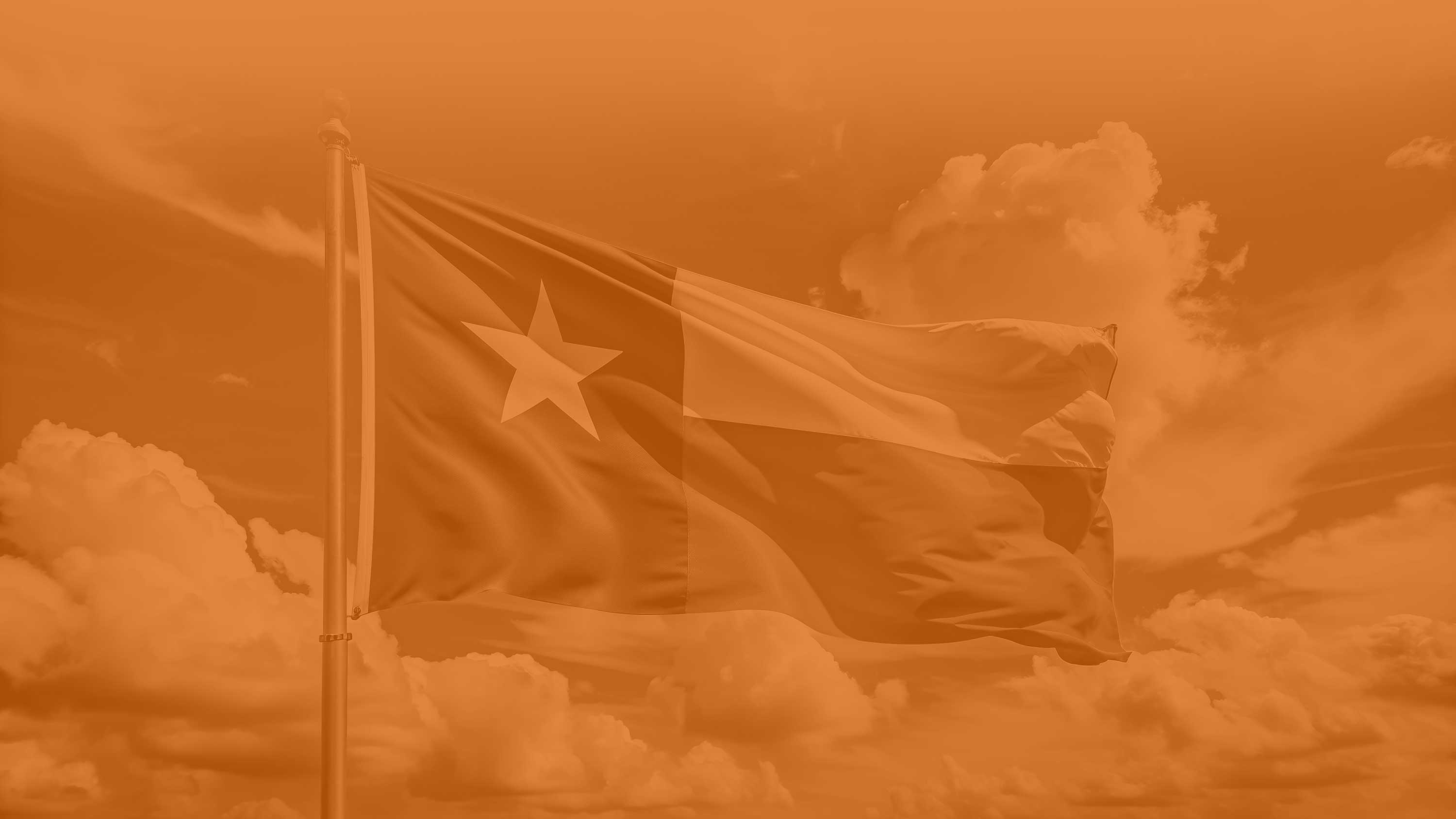 Texas Flag on Orange Overlay