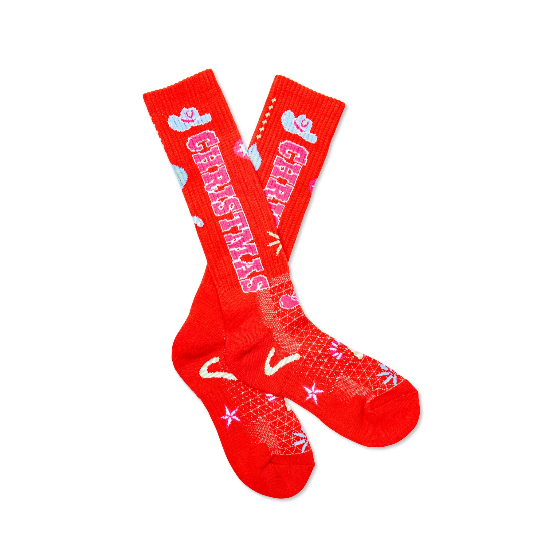 Cowgirl Christmas Red Performance Socks Women's Mid-Calf Socks Western Fashion by Lane