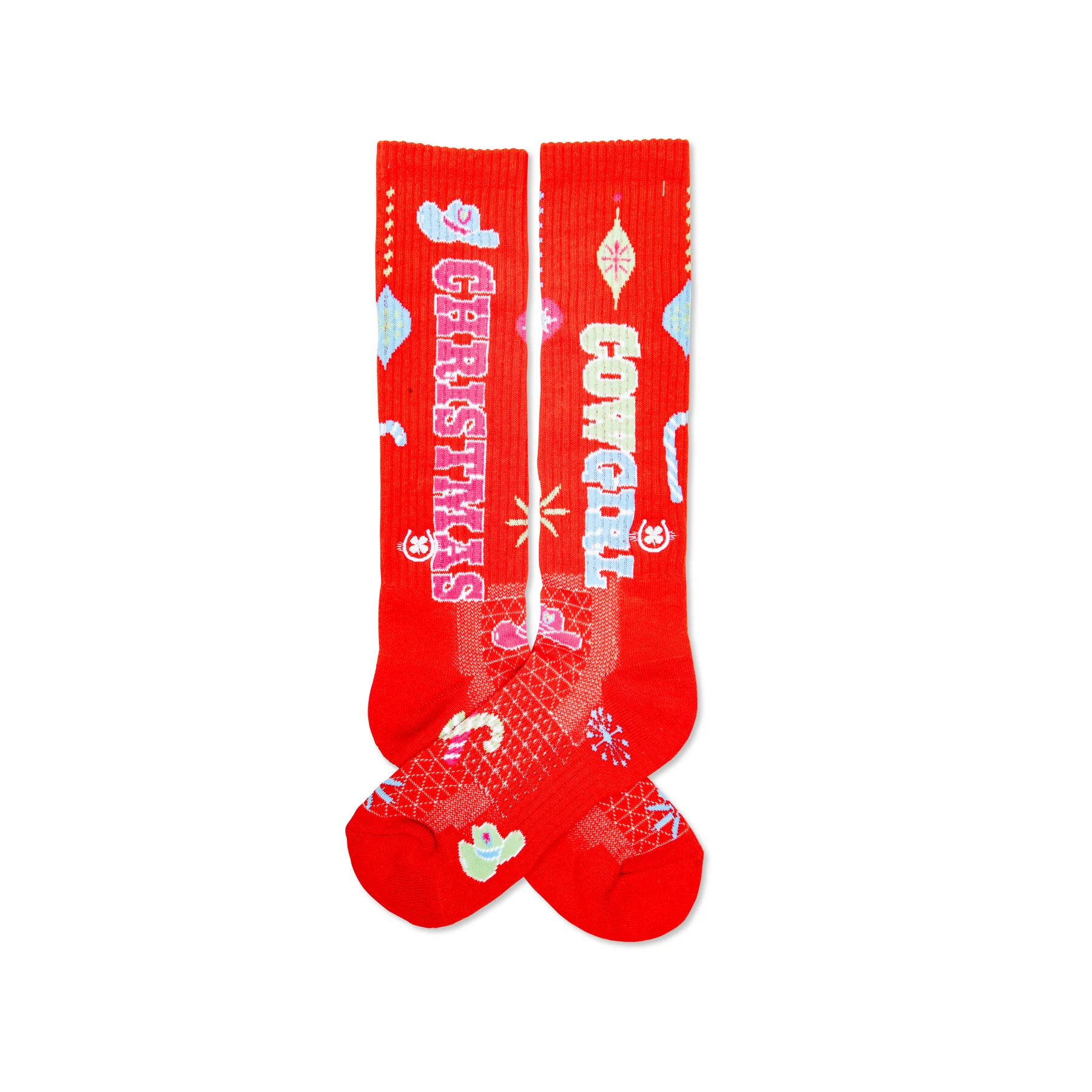 Cowgirl Christmas Red Performance Socks Women's Mid-Calf Socks Western Fashion by Lane