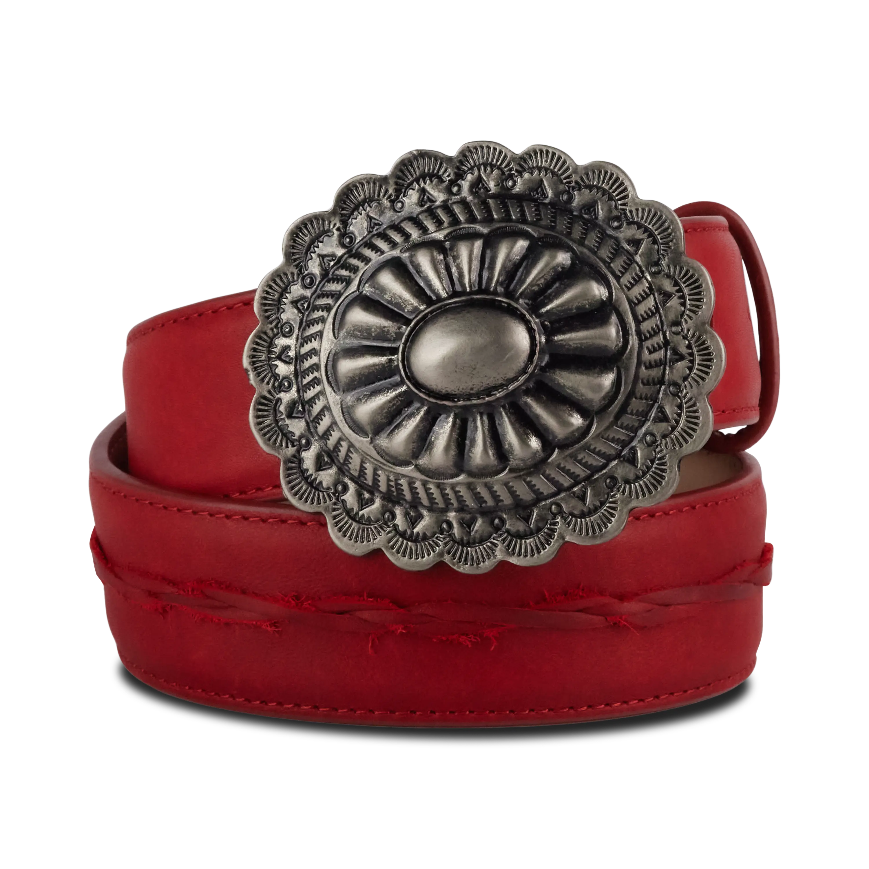 1.5 Woven Braided Belt with Round Buckle - Smoldering Ruby Belt Smoldering Ruby Western Fashion by Lane