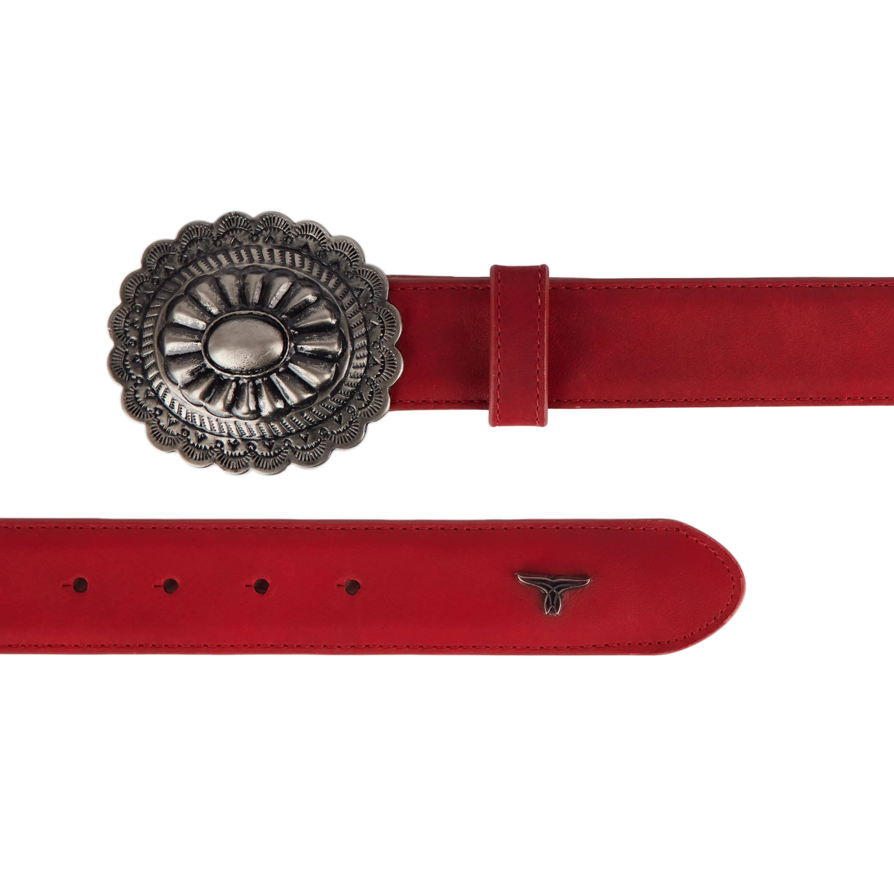 1.5 Woven Braided Belt with Round Buckle - Smoldering Ruby Belt Western Fashion by Lane