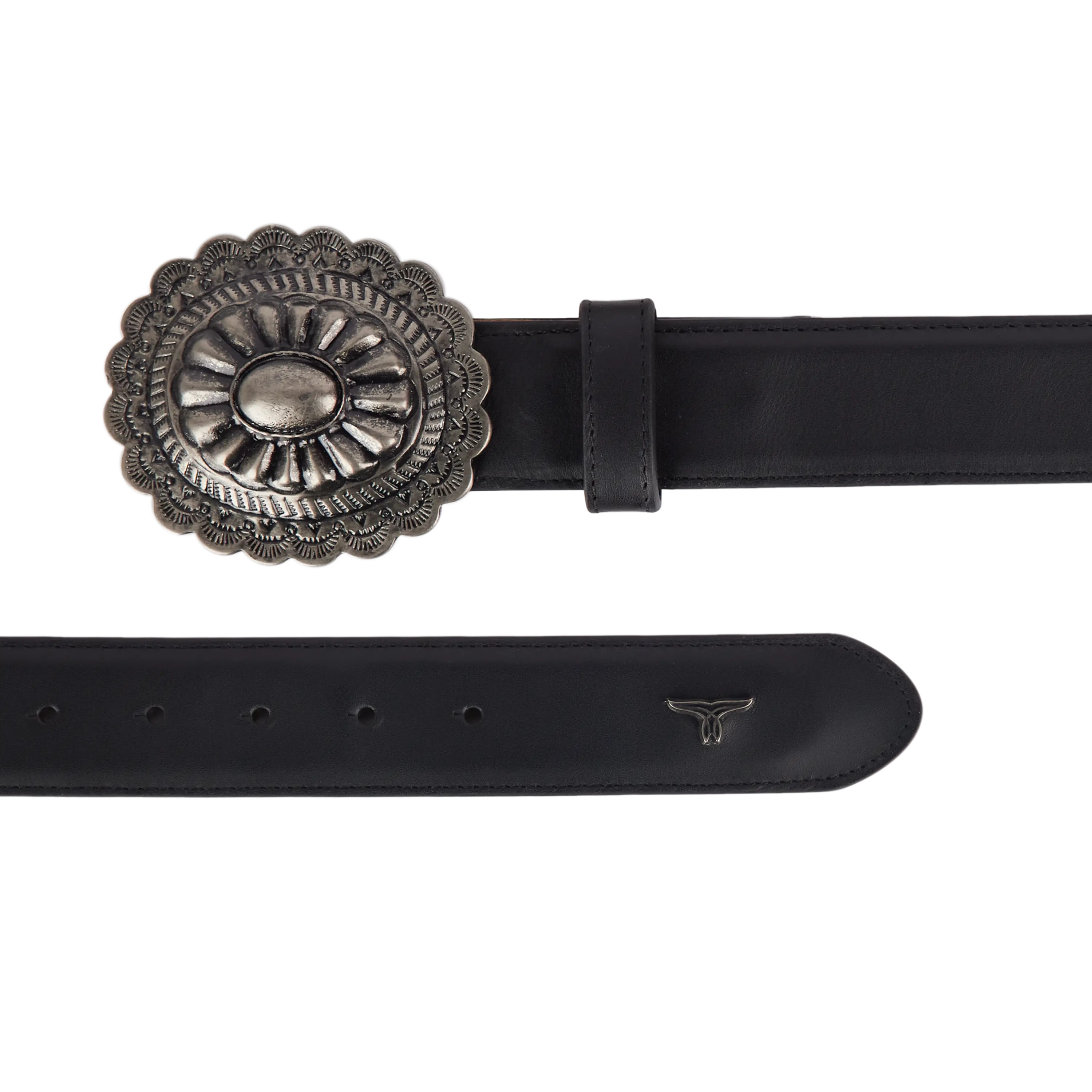 1.5 Woven Braided Belt with Round Buckle - Jet Black Belt Western Fashion by Lane