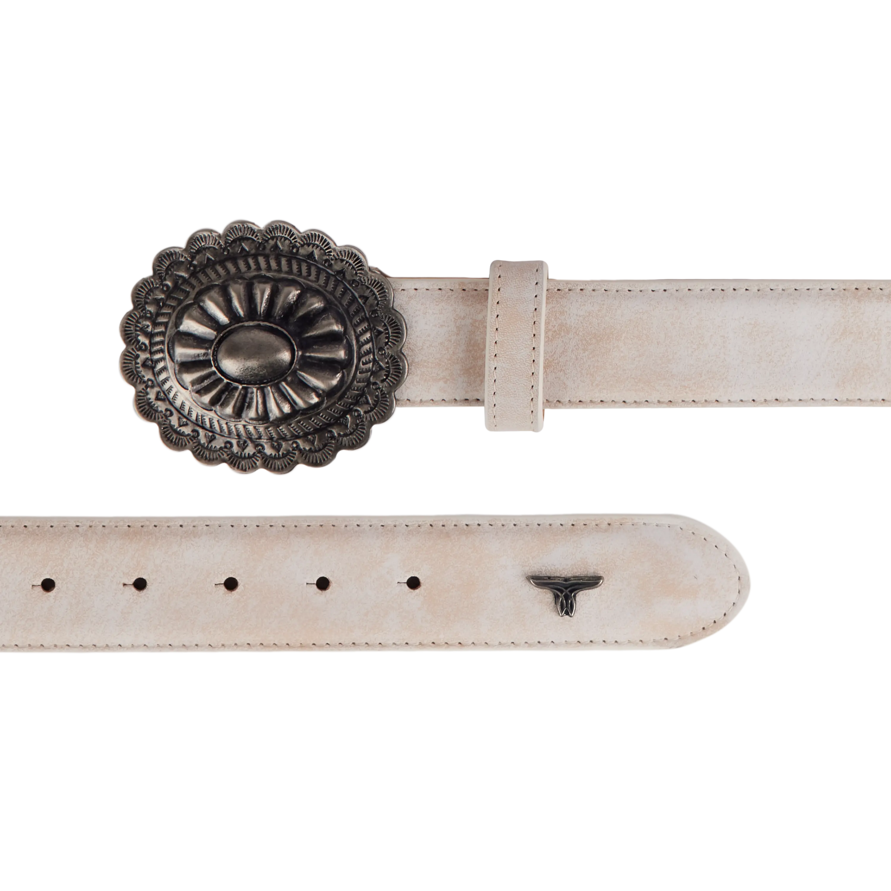 1.5 Woven Braided Belt with Round Buckle - Ceramic Crackle Belt Western Fashion by Lane