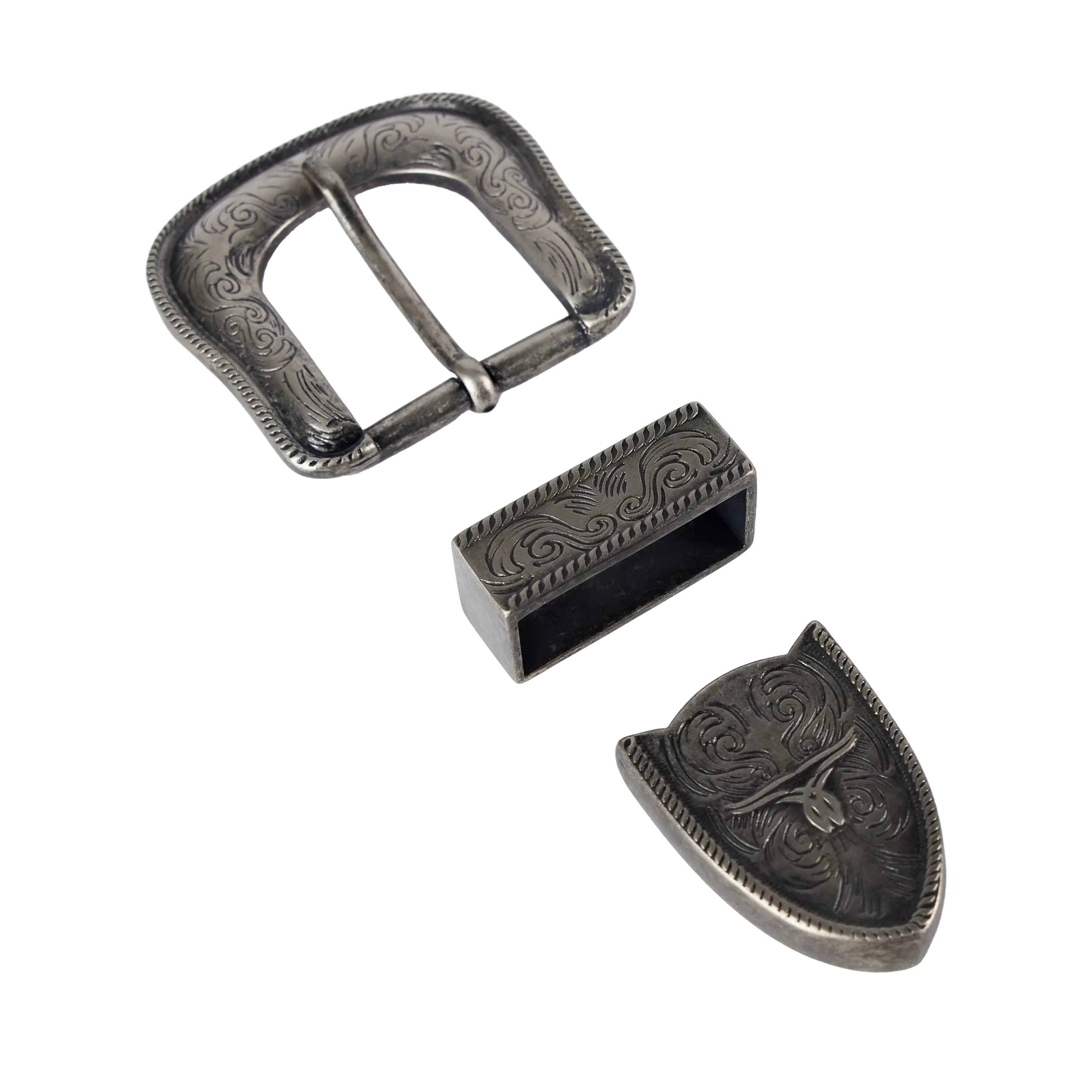 Belt Buckle - Silver Single Buckle Set Belt Western Fashion by Lane