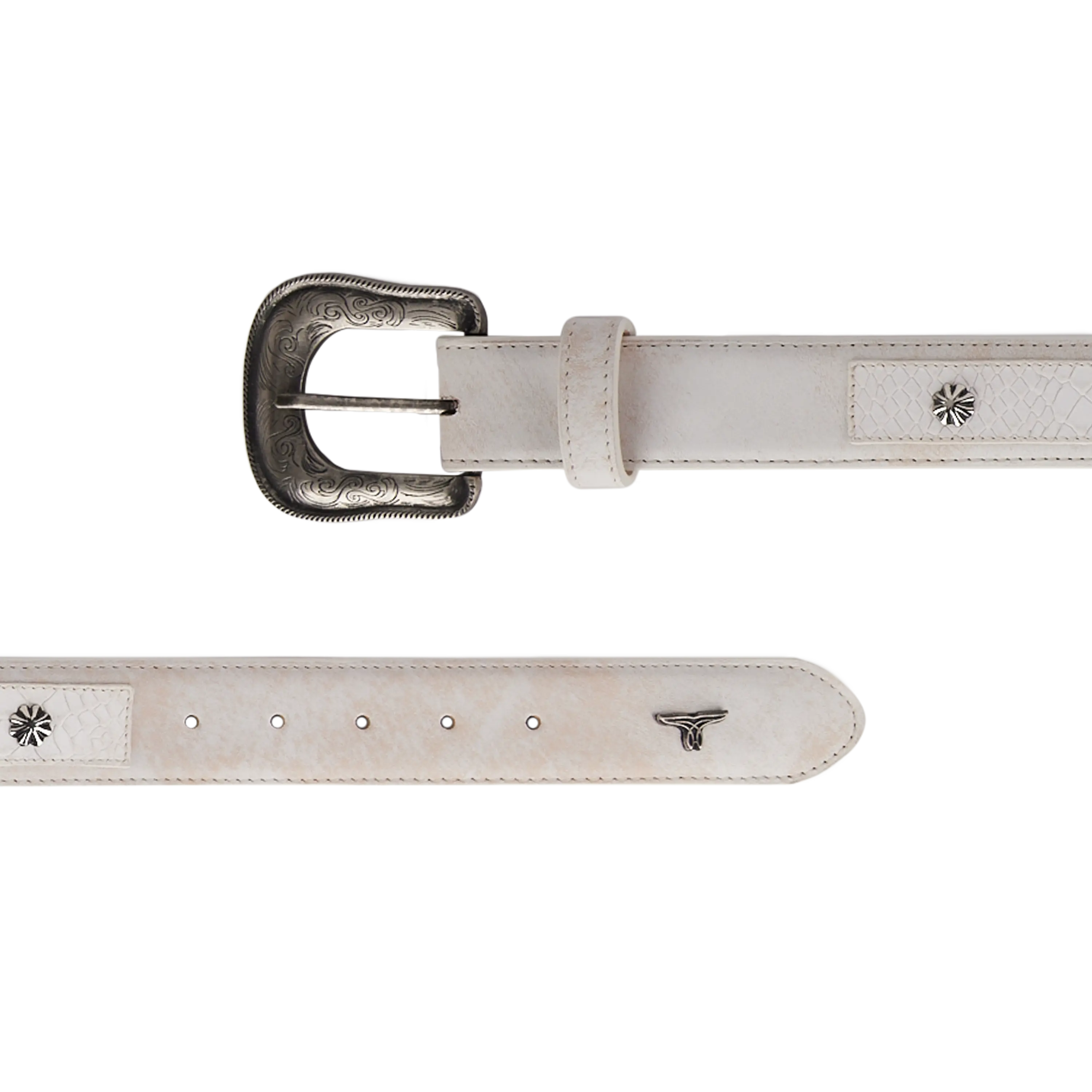 1.5 Overlay Showdown Belt with Conchos and Single Buckle - Ceramic Crackle Belt Western Fashion by Lane
