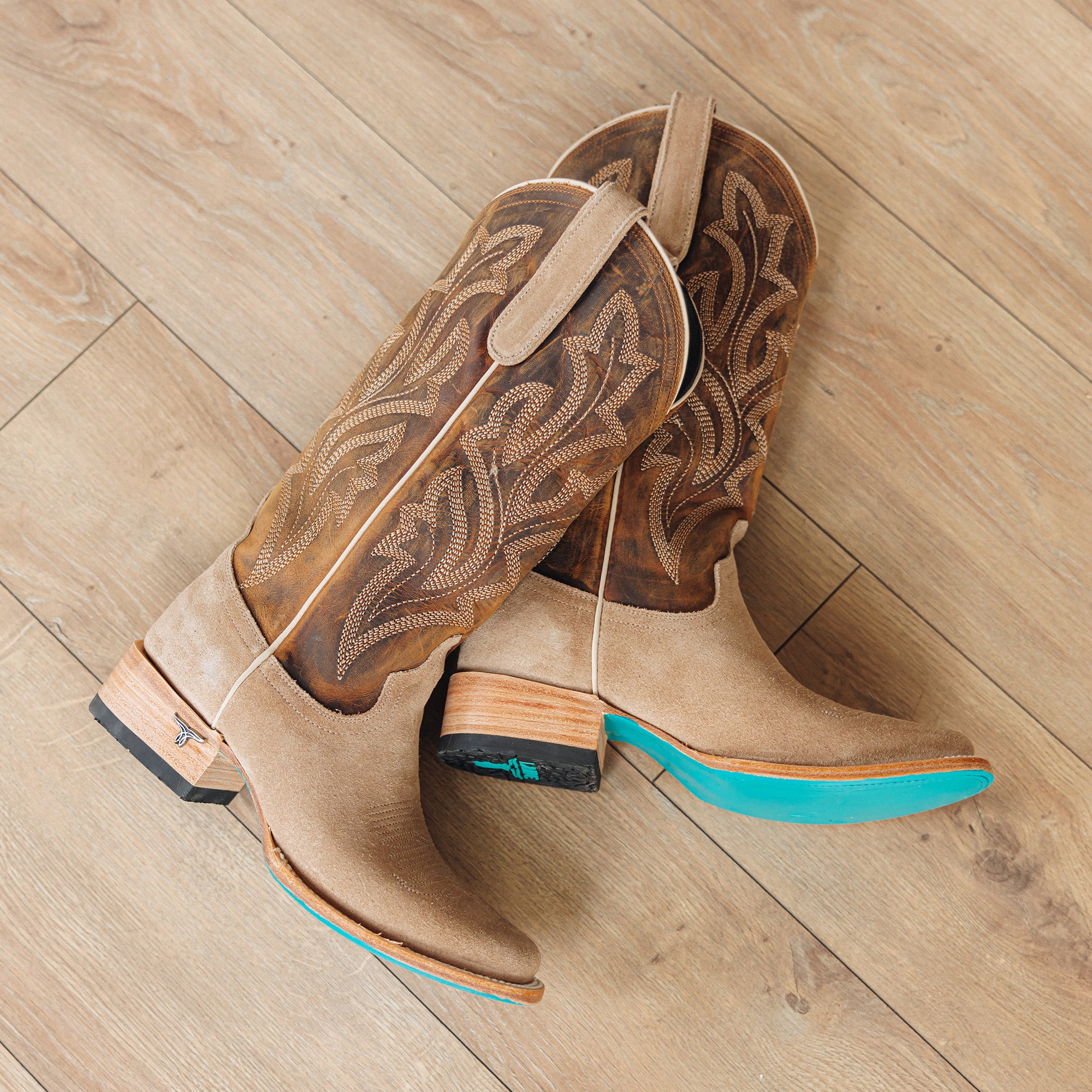 Classic Square Boot - Latte Suede and Burnt Caramel Ladies Boot Western Fashion by Lane