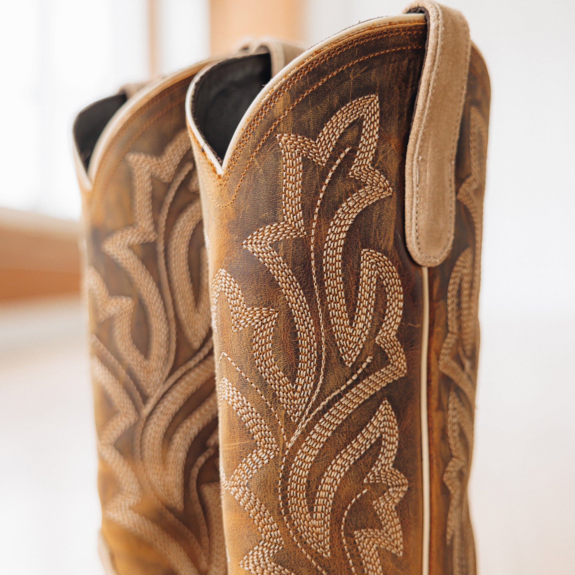 Classic Square Boot - Latte Suede and Burnt Caramel Ladies Boot Western Fashion by Lane