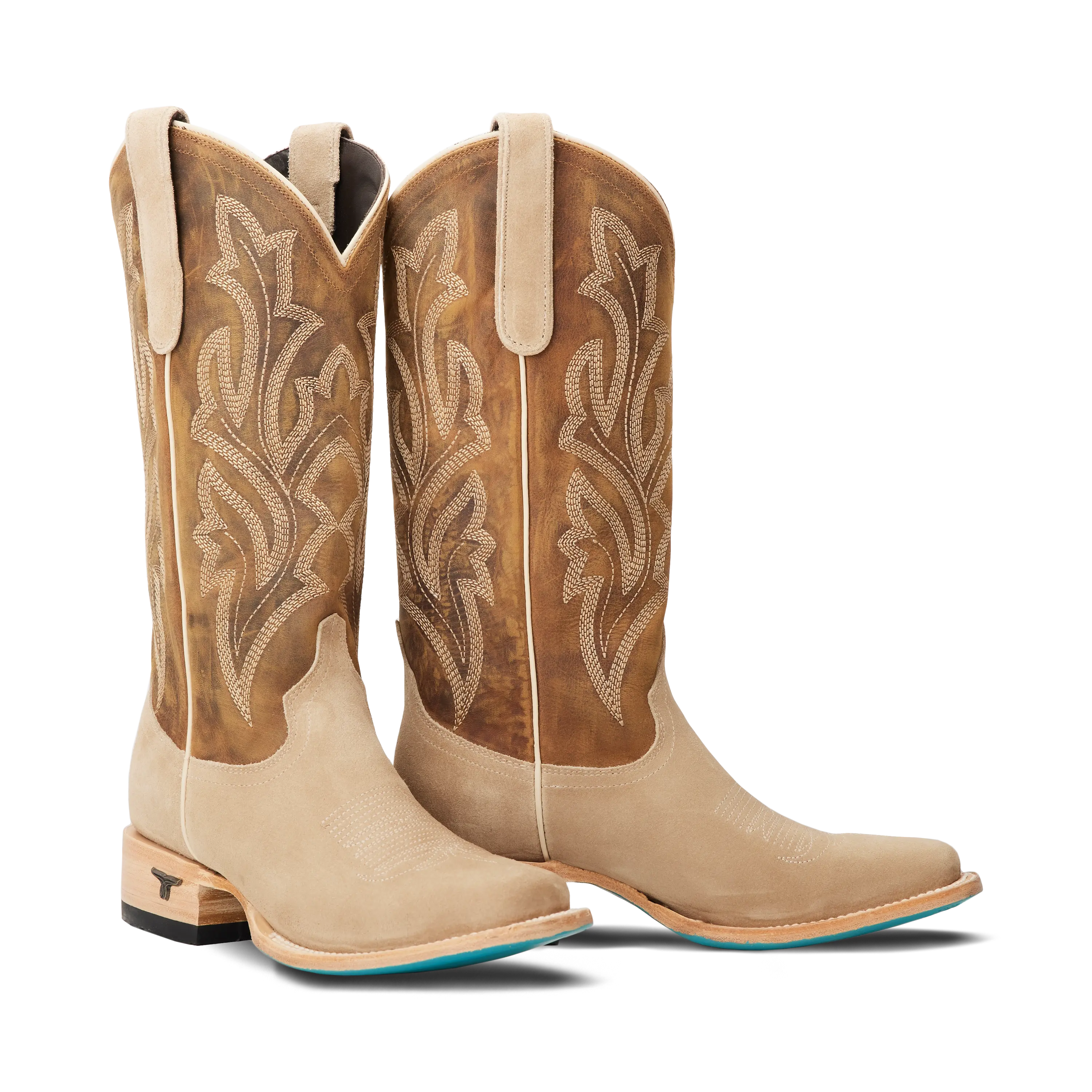 Classic Square Boot - Latte Suede and Burnt Caramel Ladies Boot Latte Suede Western Fashion by Lane