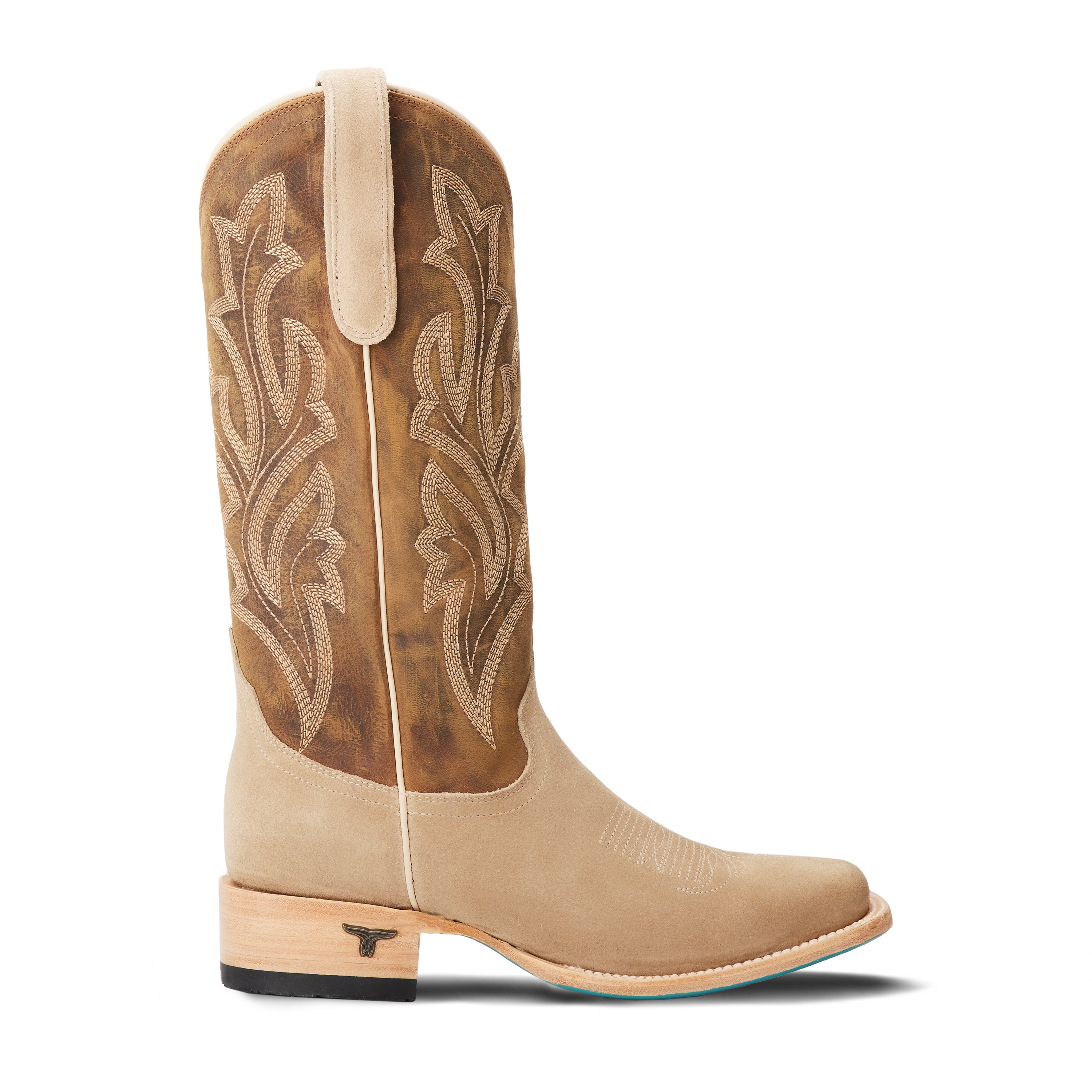 Classic Square Boot - Latte Suede and Burnt Caramel Ladies Boot Western Fashion by Lane