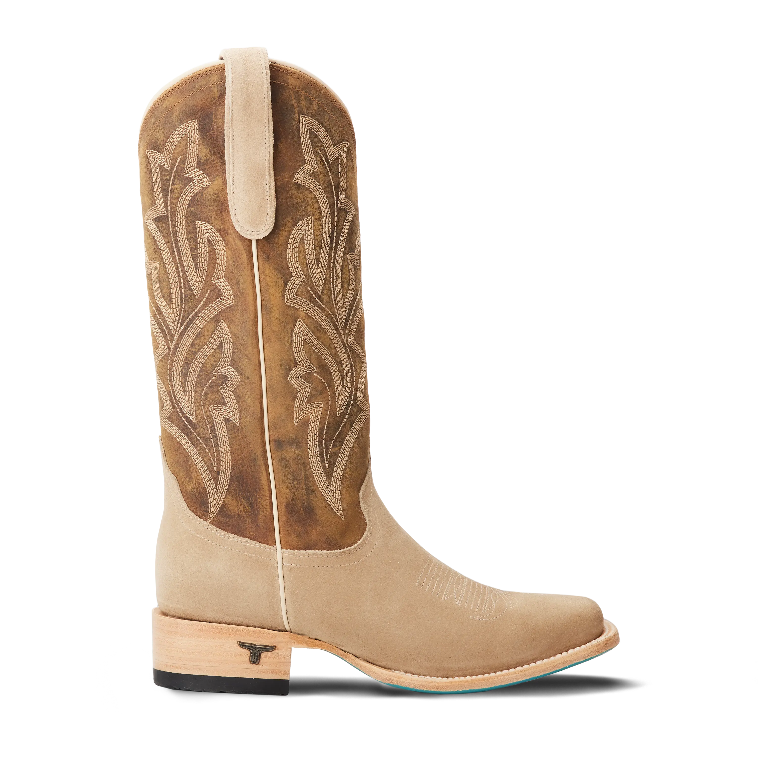 Classic Square Boot - Latte Suede and Burnt Caramel Ladies Boot Western Fashion by Lane