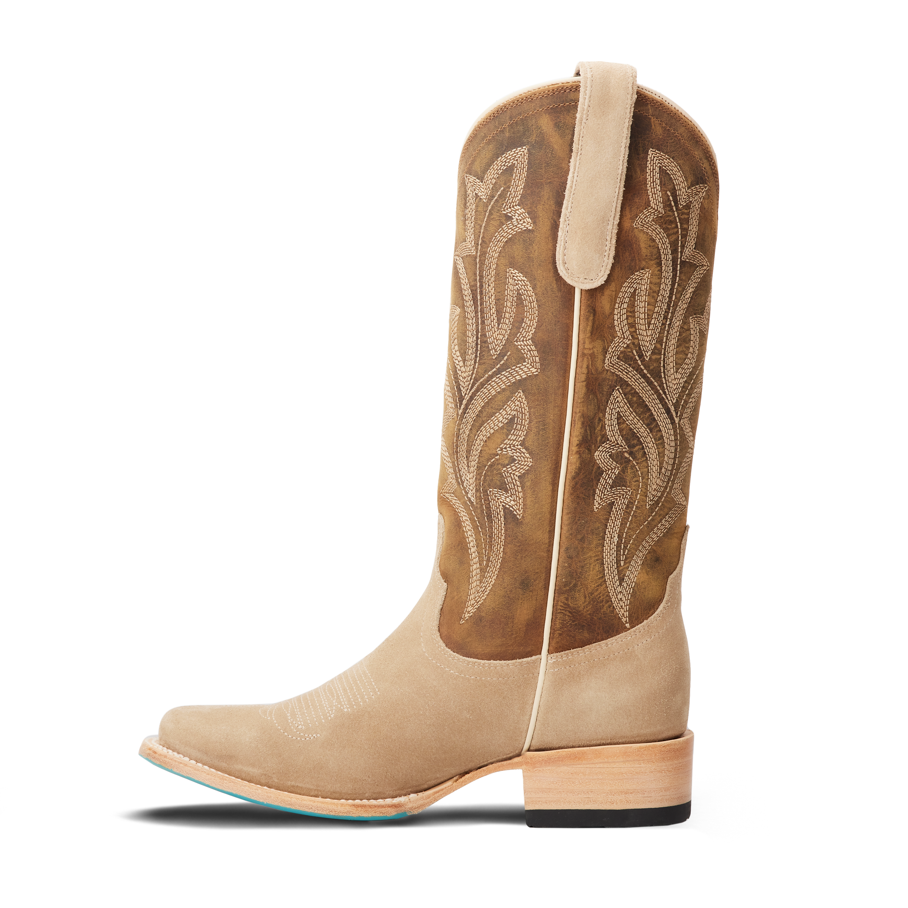 Classic Square Boot - Latte Suede and Burnt Caramel Ladies Boot Western Fashion by Lane