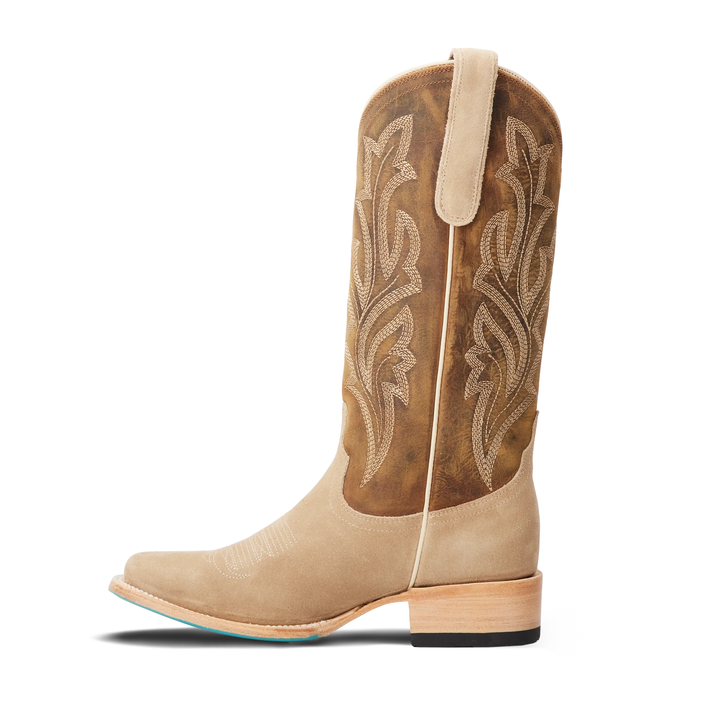 Classic Square Boot - Latte Suede and Burnt Caramel Ladies Boot Western Fashion by Lane