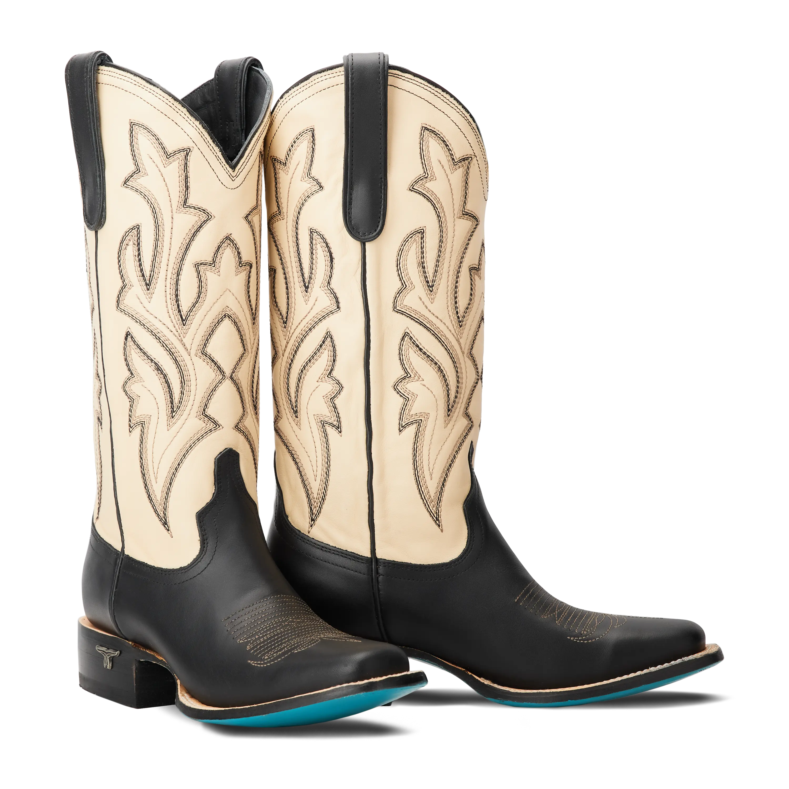 Classic Square Boot - Jet Black and Pale Ivory Ladies Boot Jet Black Western Fashion by Lane