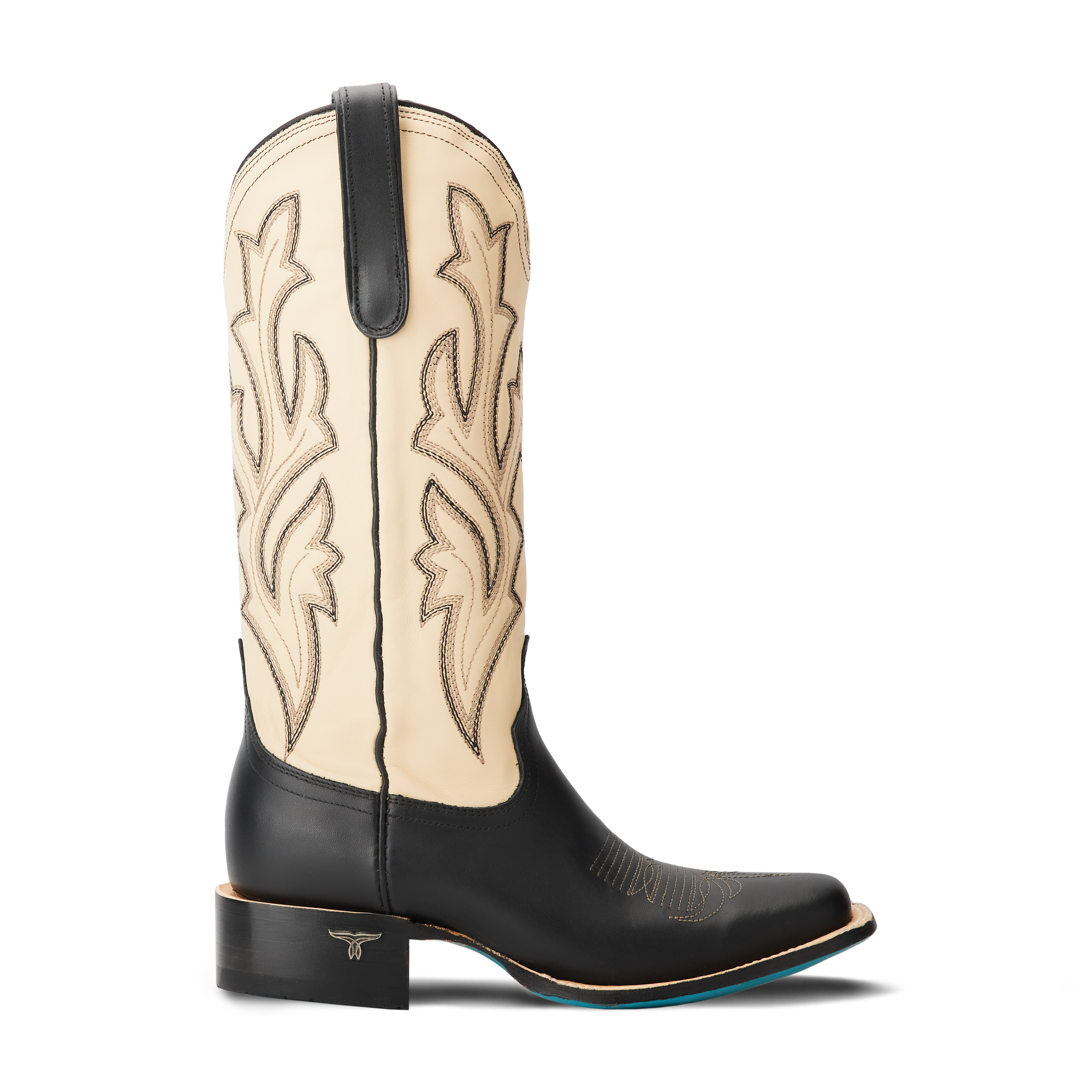 Classic Square Boot - Jet Black and Pale Ivory Ladies Boot Western Fashion by Lane