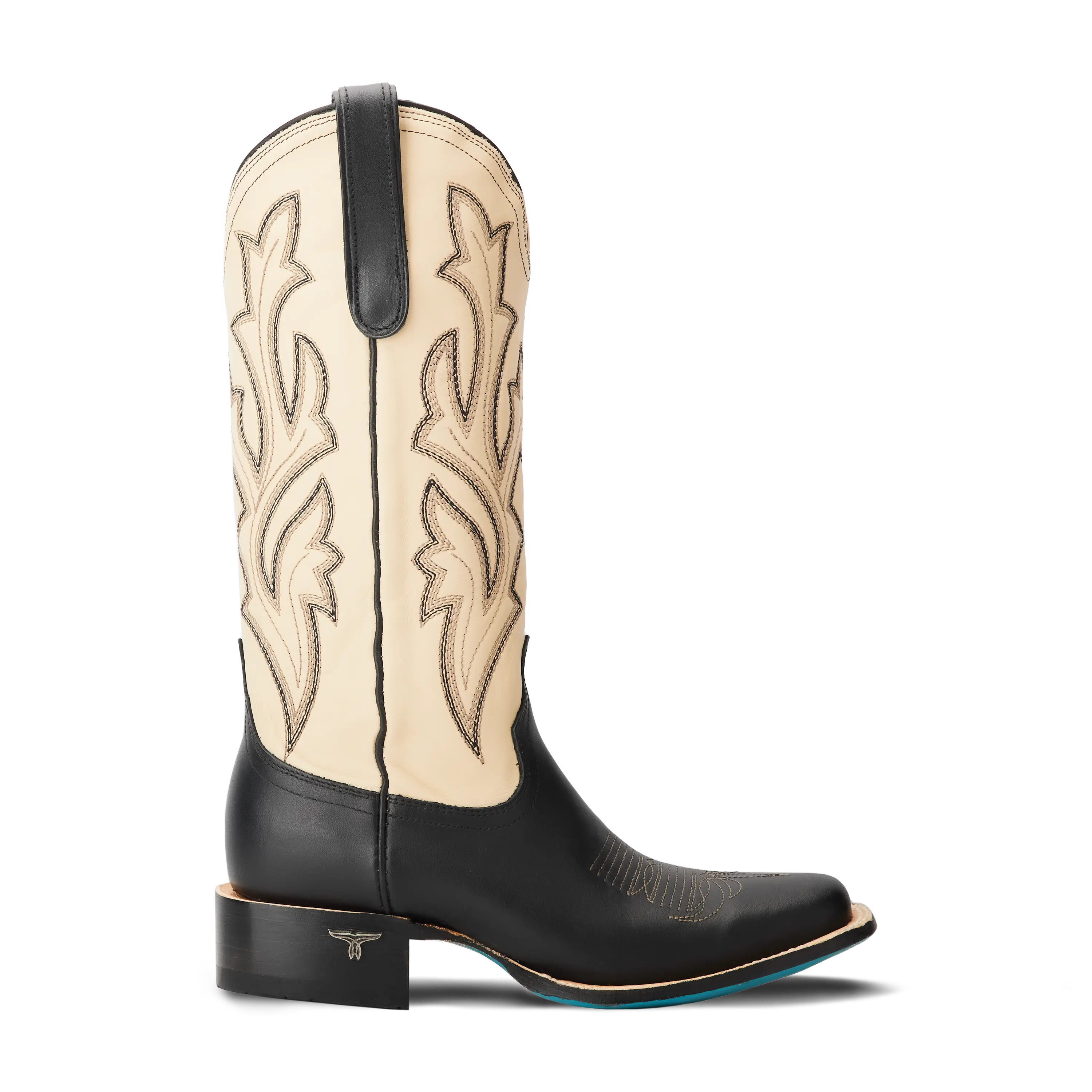 Classic Square Boot - Jet Black and Pale Ivory Ladies Boot Western Fashion by Lane
