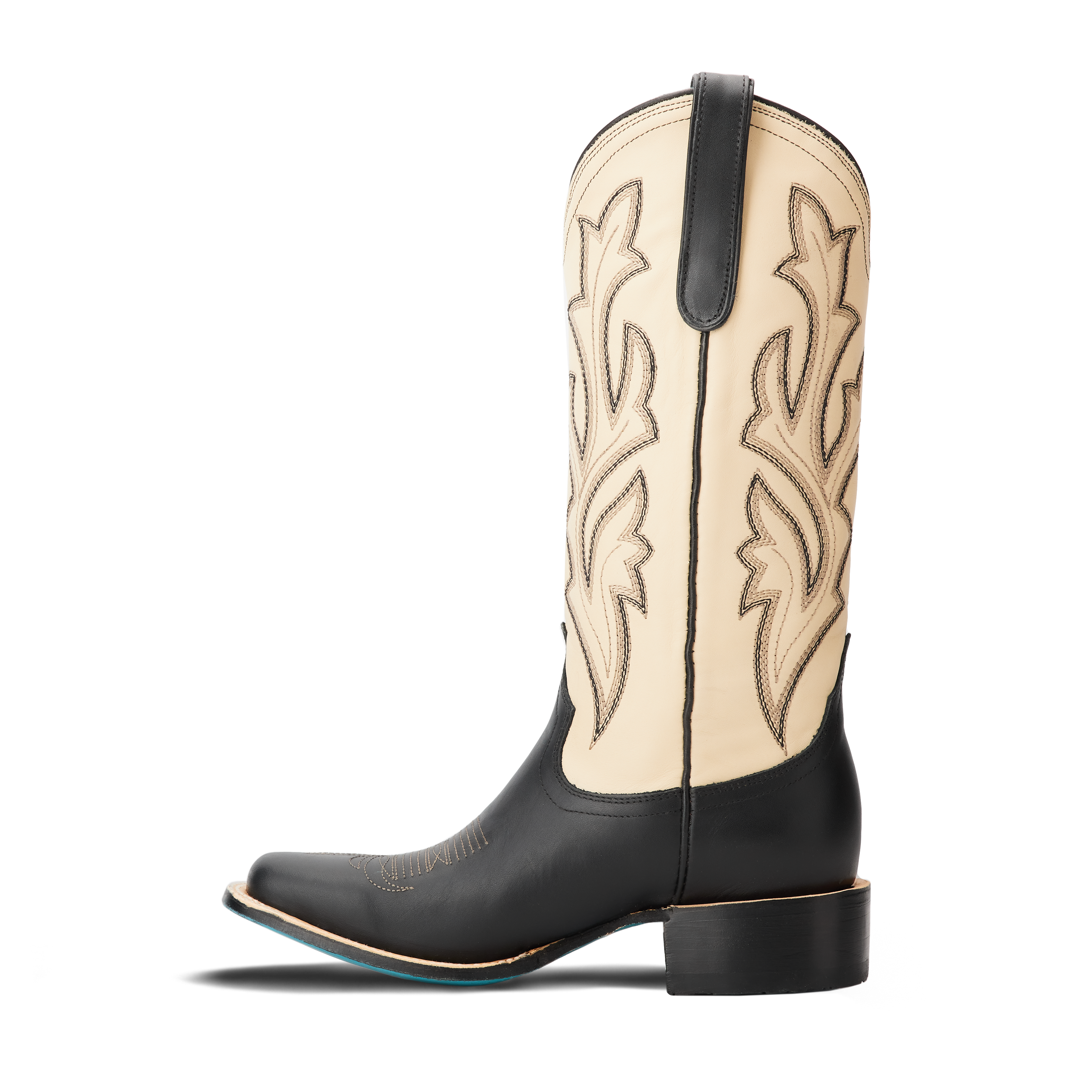 Classic Square Boot - Jet Black and Pale Ivory Ladies Boot Western Fashion by Lane
