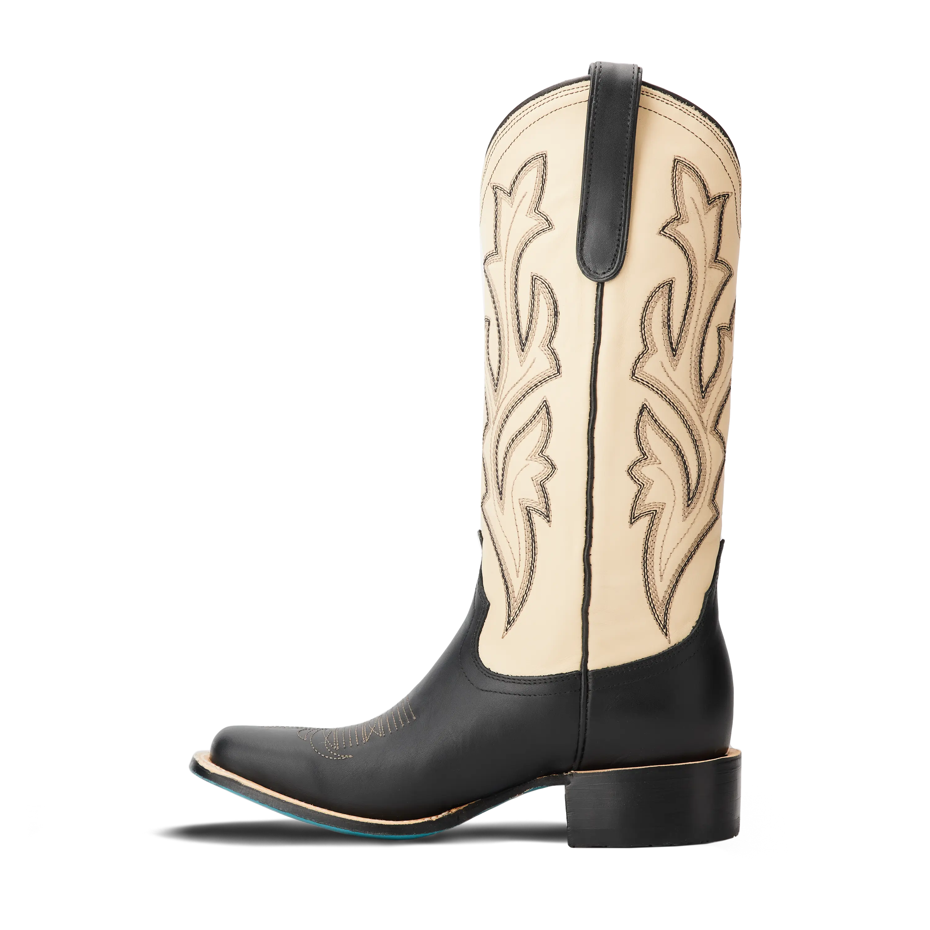Classic Square Boot - Jet Black and Pale Ivory Ladies Boot Western Fashion by Lane