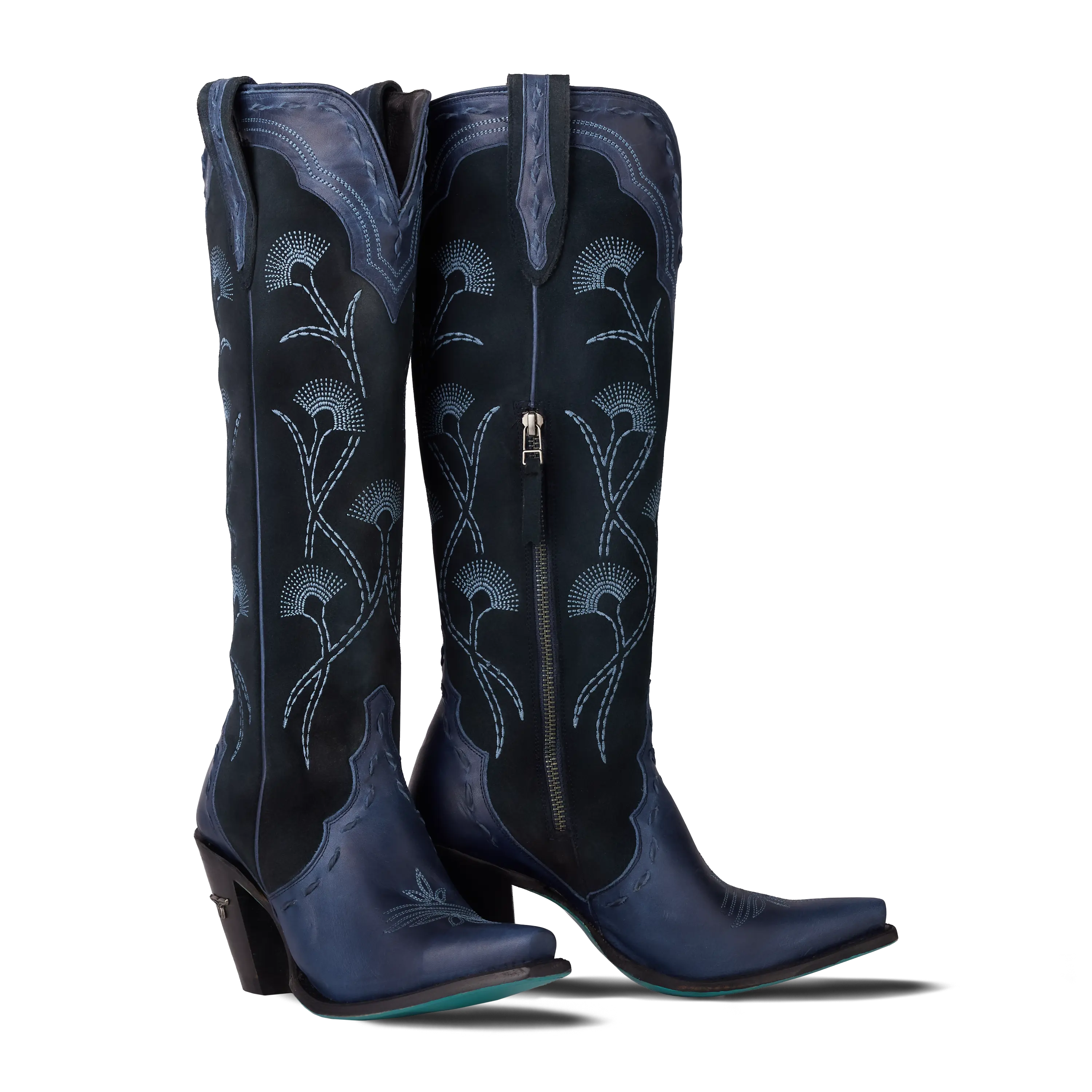 Tessa Knee High - Navy Suede Ladies Boot Navy Suede Western Fashion by Lane