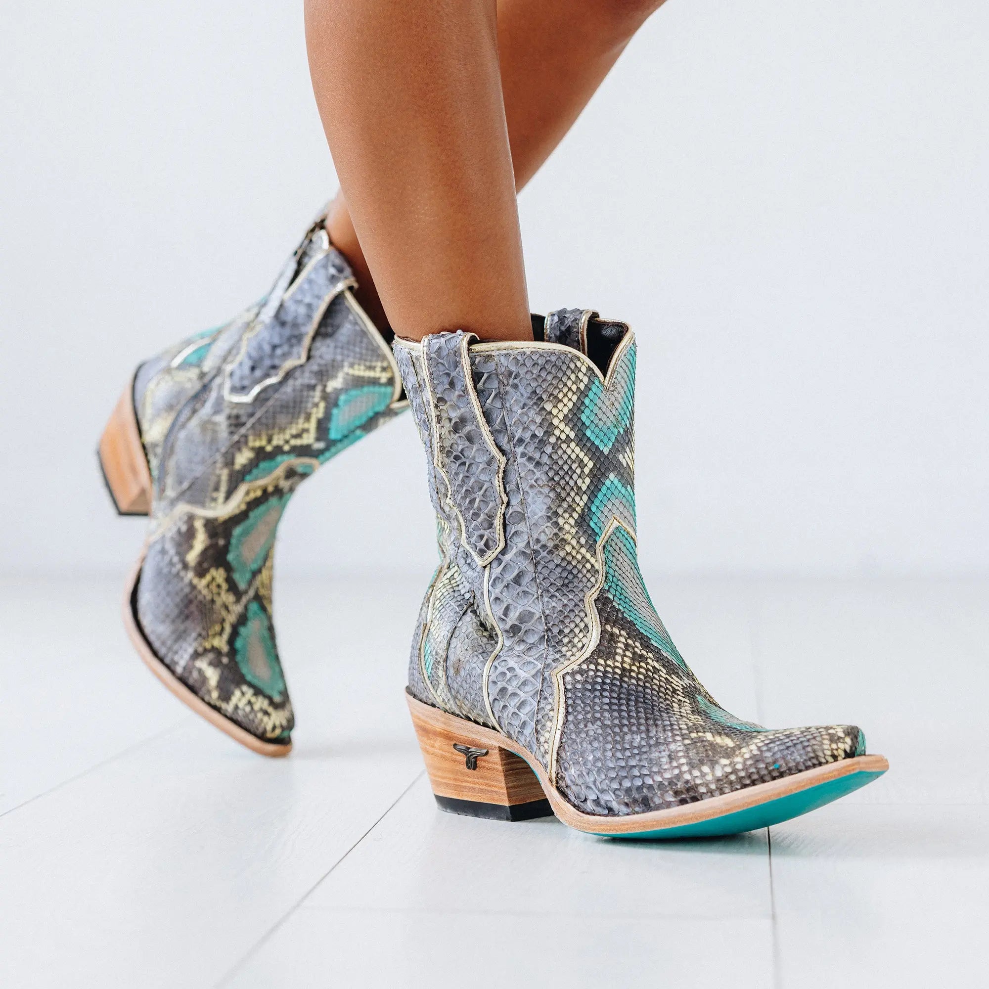 Vickson Exotic Bootie - Blue Watercolor Ladies Bootie Western Fashion by Lane