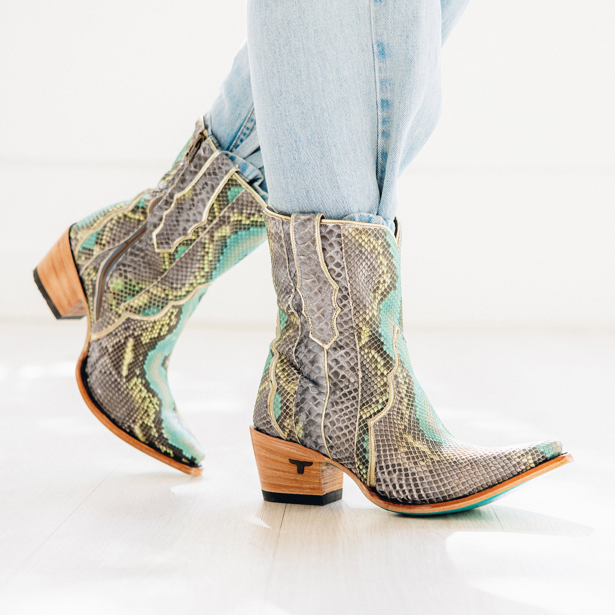 Vickson Exotic Bootie - Blue Watercolor Ladies Bootie Western Fashion by Lane