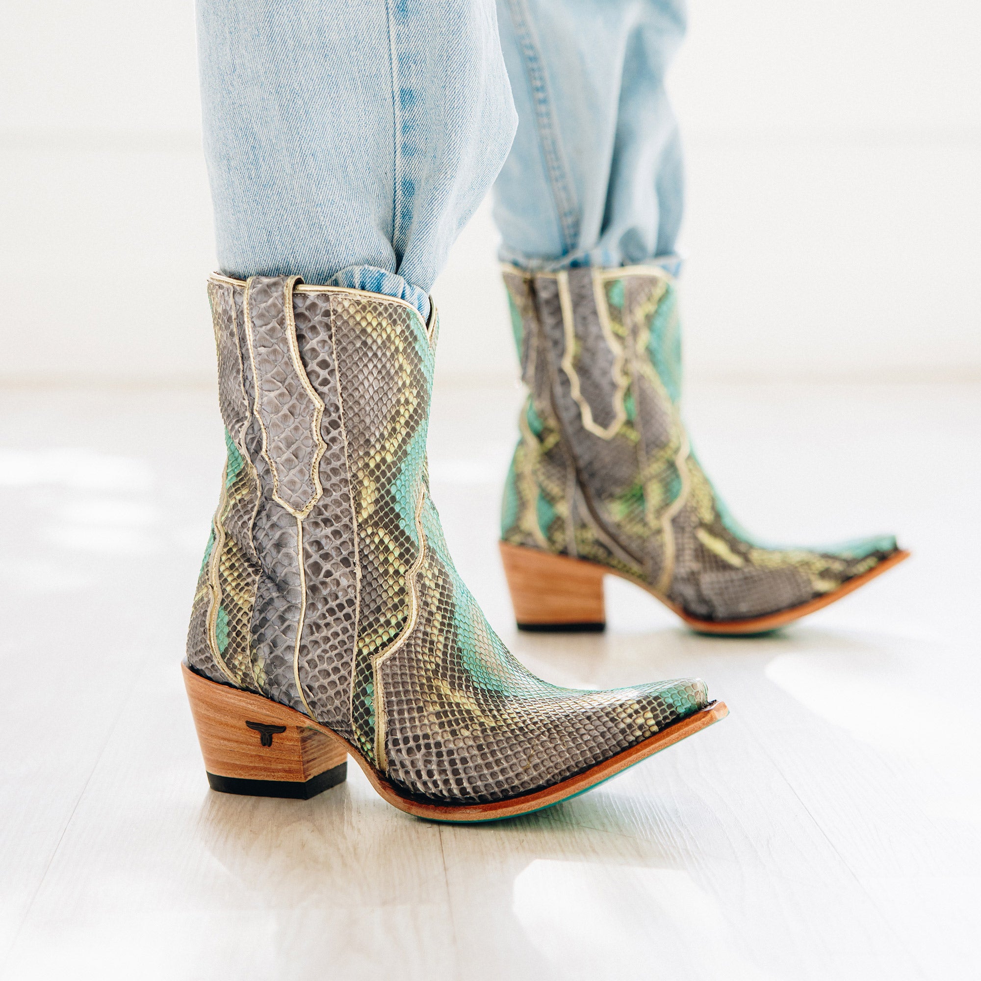 Vickson Exotic Bootie - Blue Watercolor Ladies Bootie Western Fashion by Lane