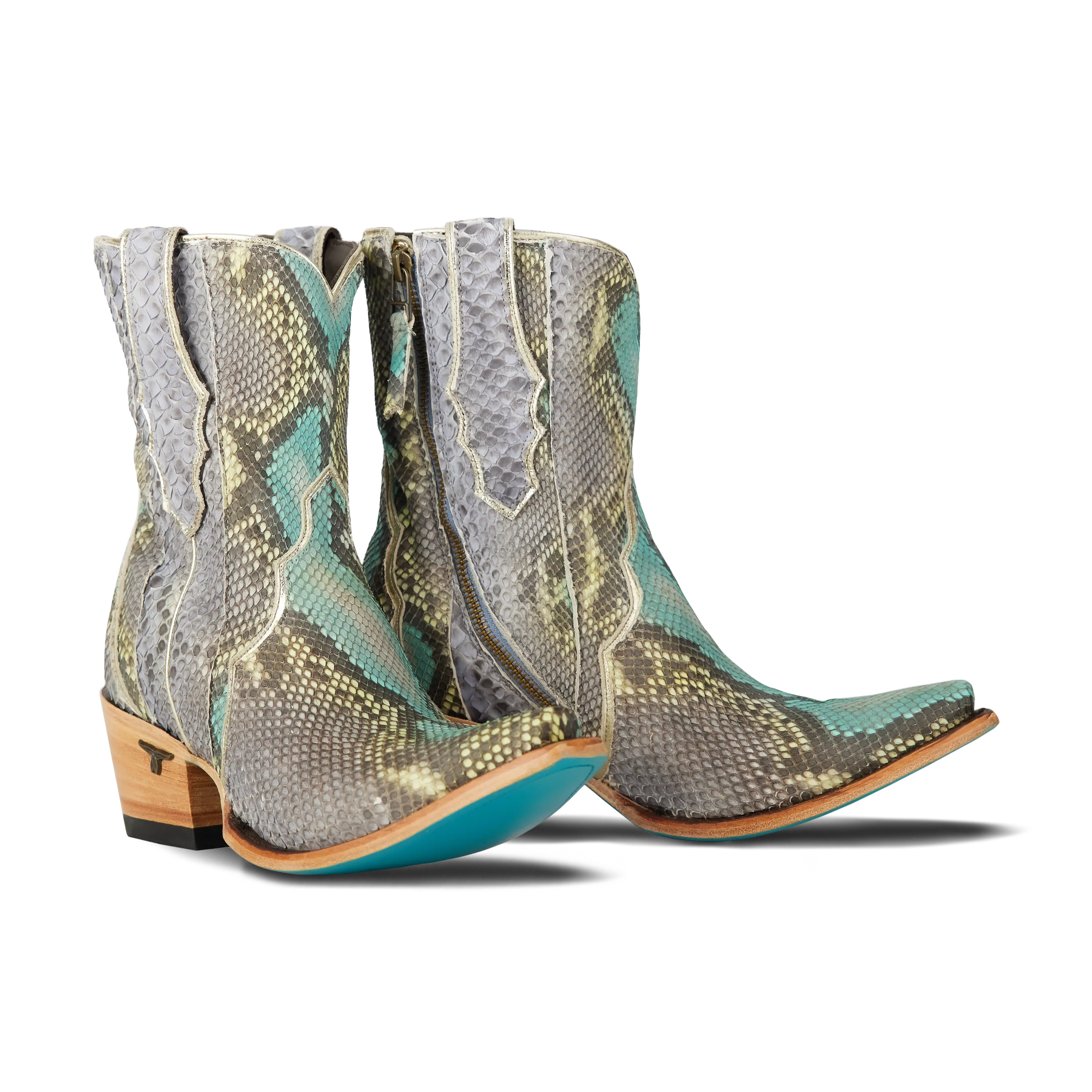 Vickson Exotic Bootie - Blue Watercolor Ladies Bootie Blue Watercolor Western Fashion by Lane