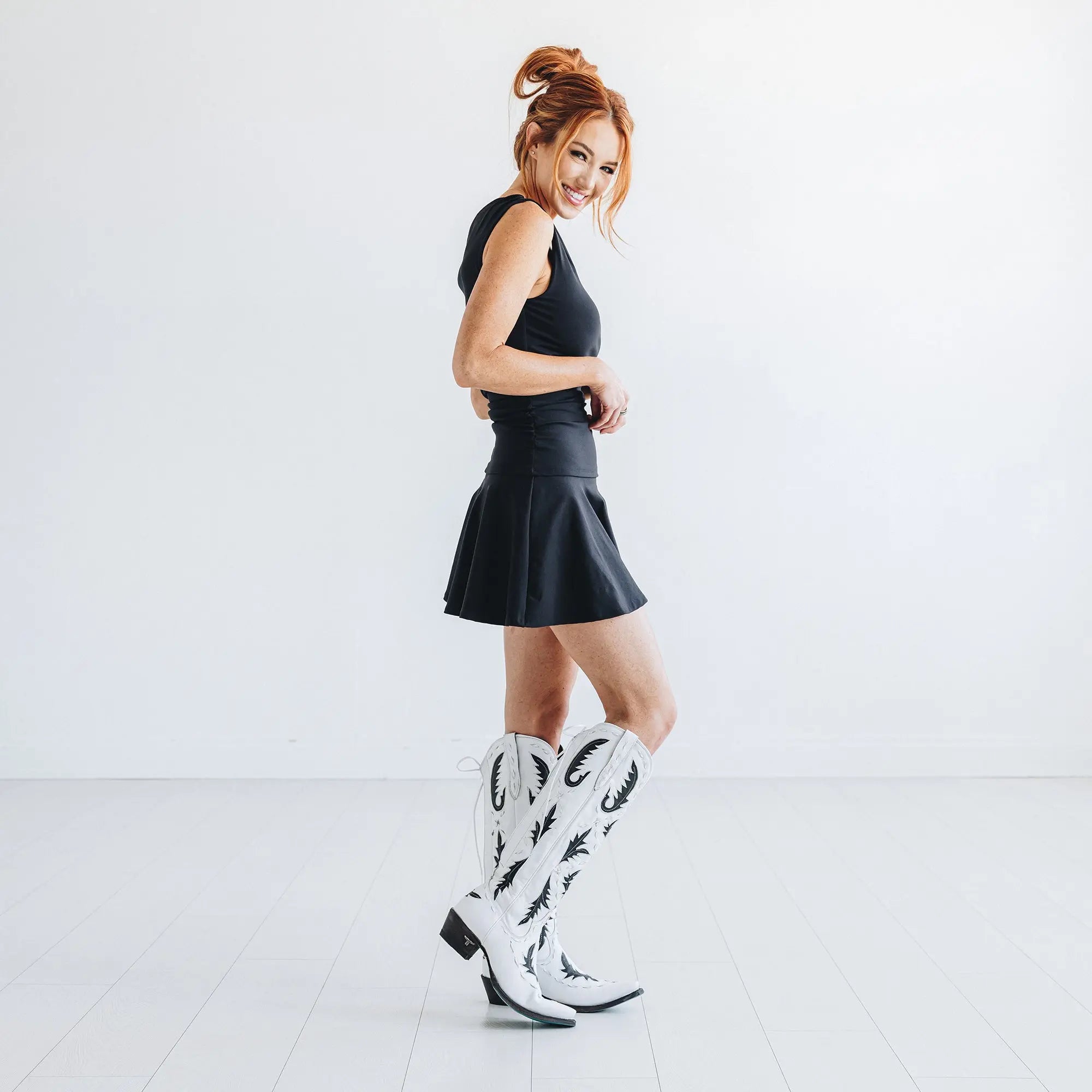 Reverie Knee High Corset - Newsprint Ladies Boot Western Fashion by Lane