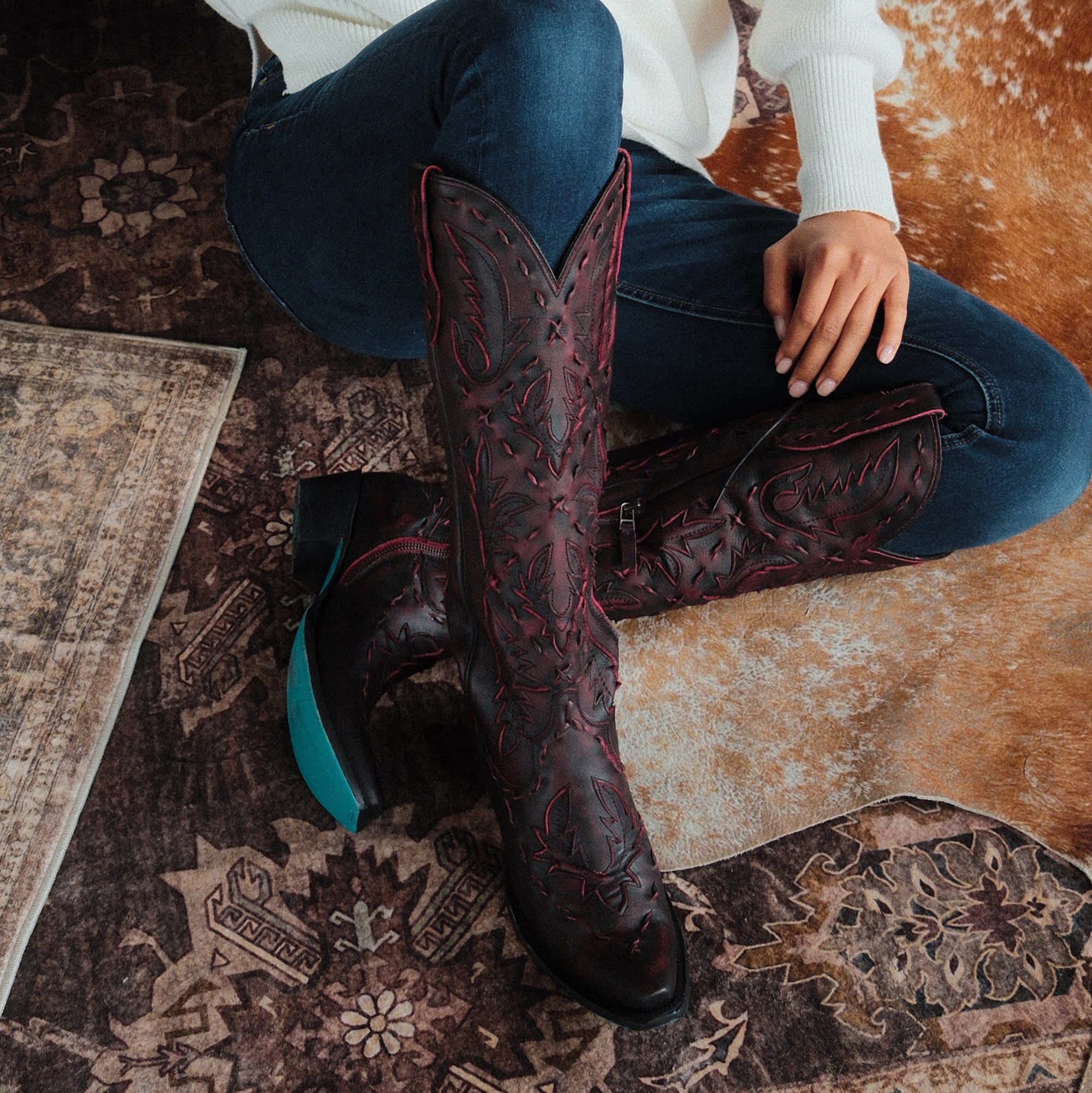 Reverie Knee High Corset - Black Cherry Ladies Boot Western Fashion by Lane