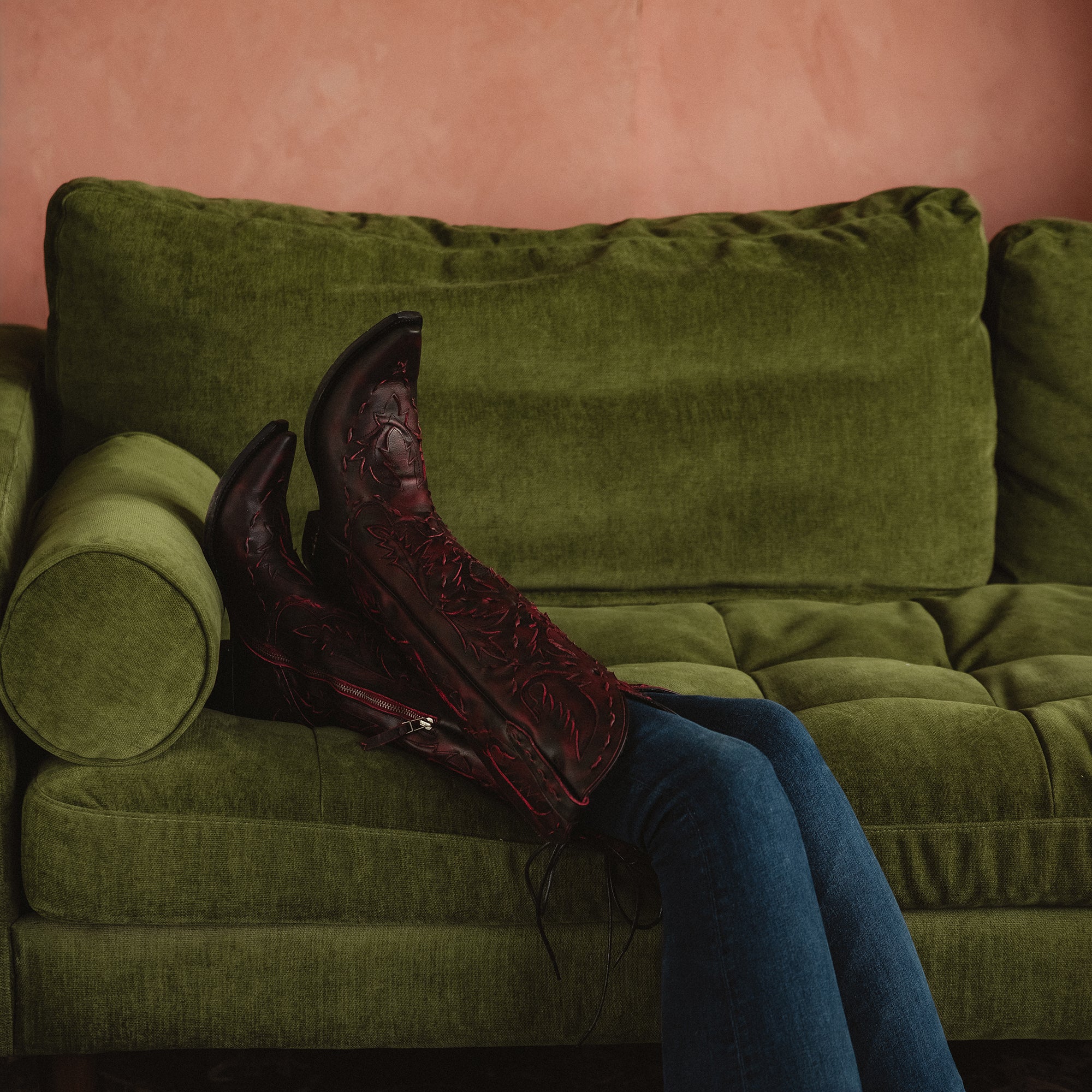 Reverie Knee High Corset - Black Cherry Ladies Boot Western Fashion by Lane