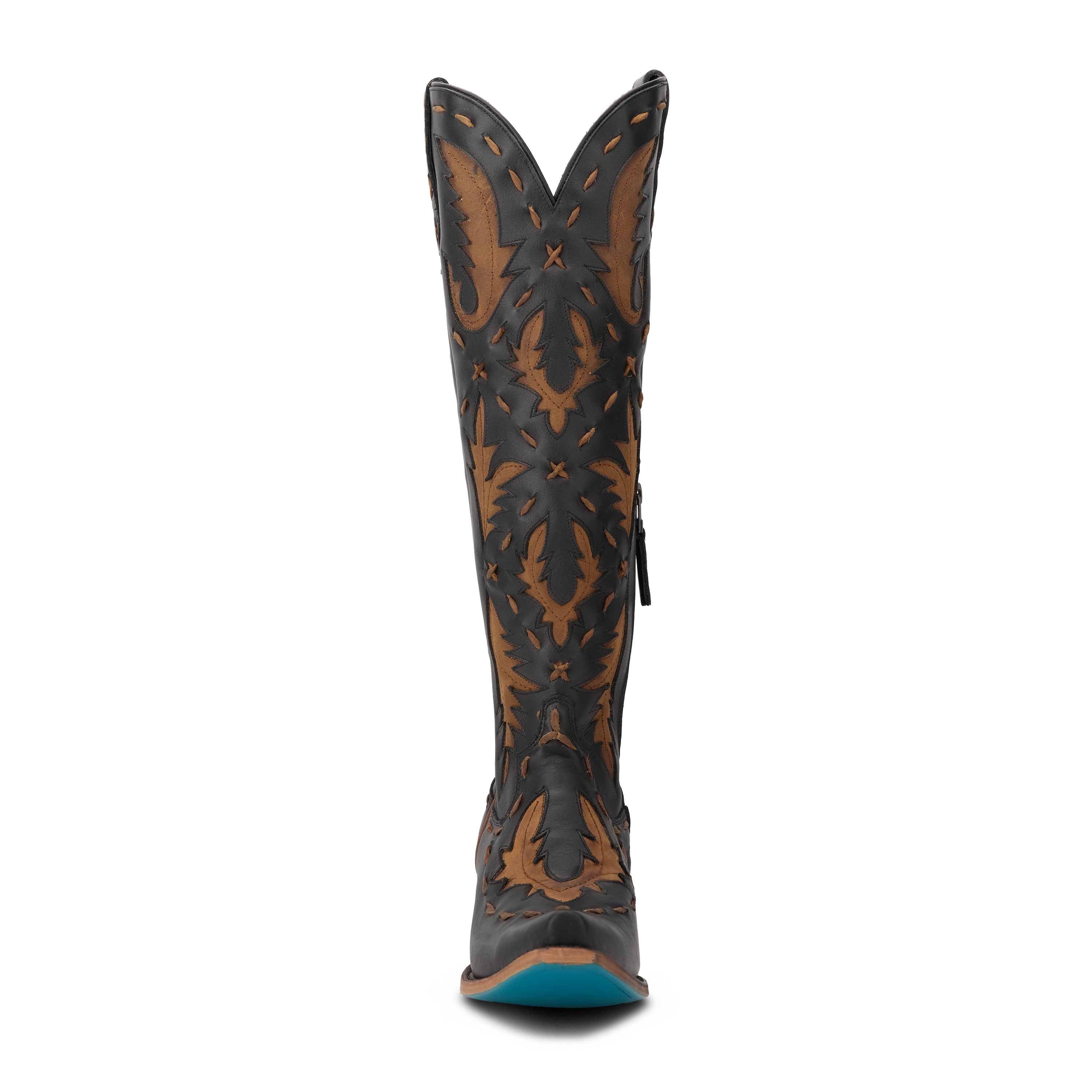 Reverie Knee High Corset - Jet Black and Burnt Caramel Ladies Boot Western Fashion by Lane