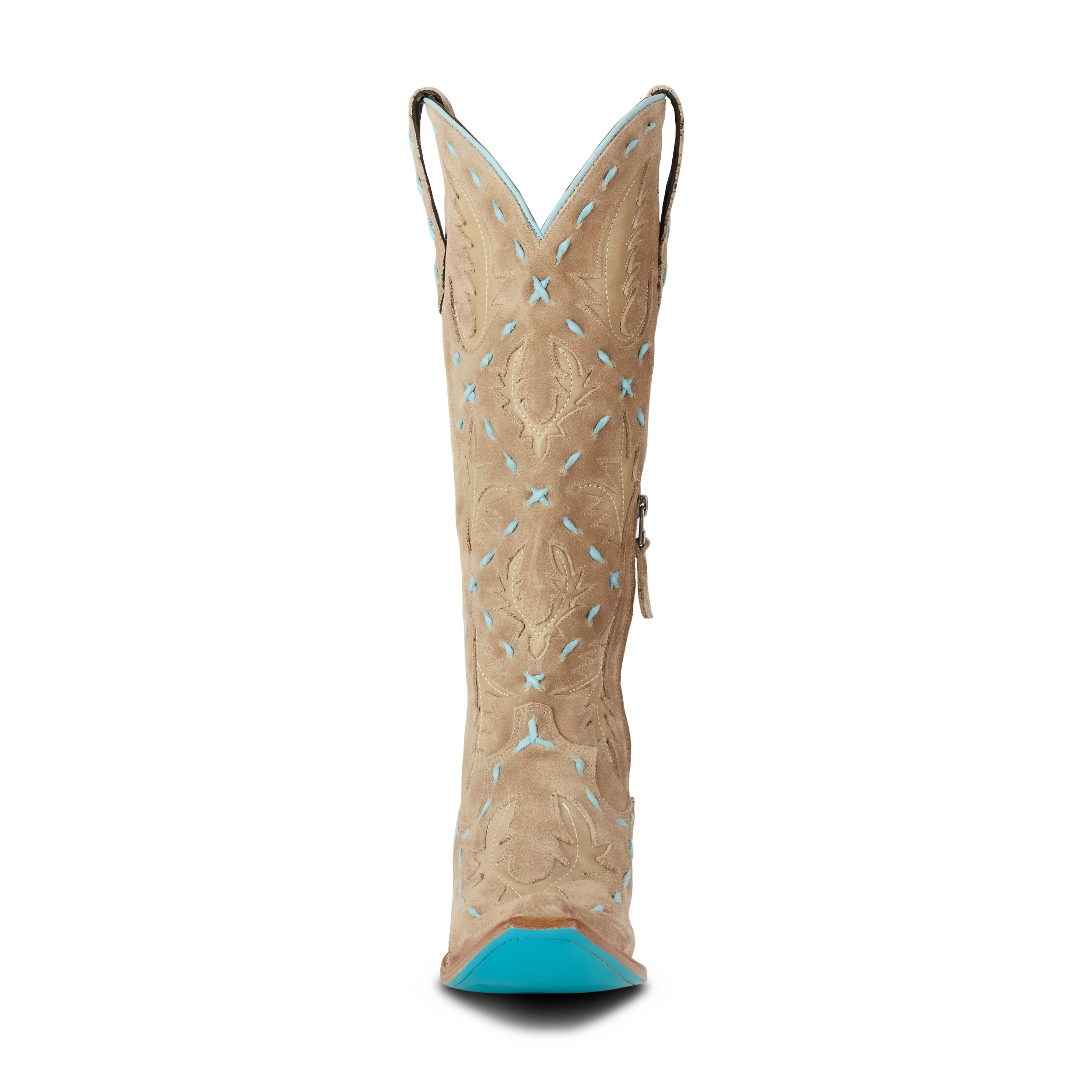 Reverie Knee High Corset - Latte Suede and Powder Blue Ladies Boot Western Fashion by Lane