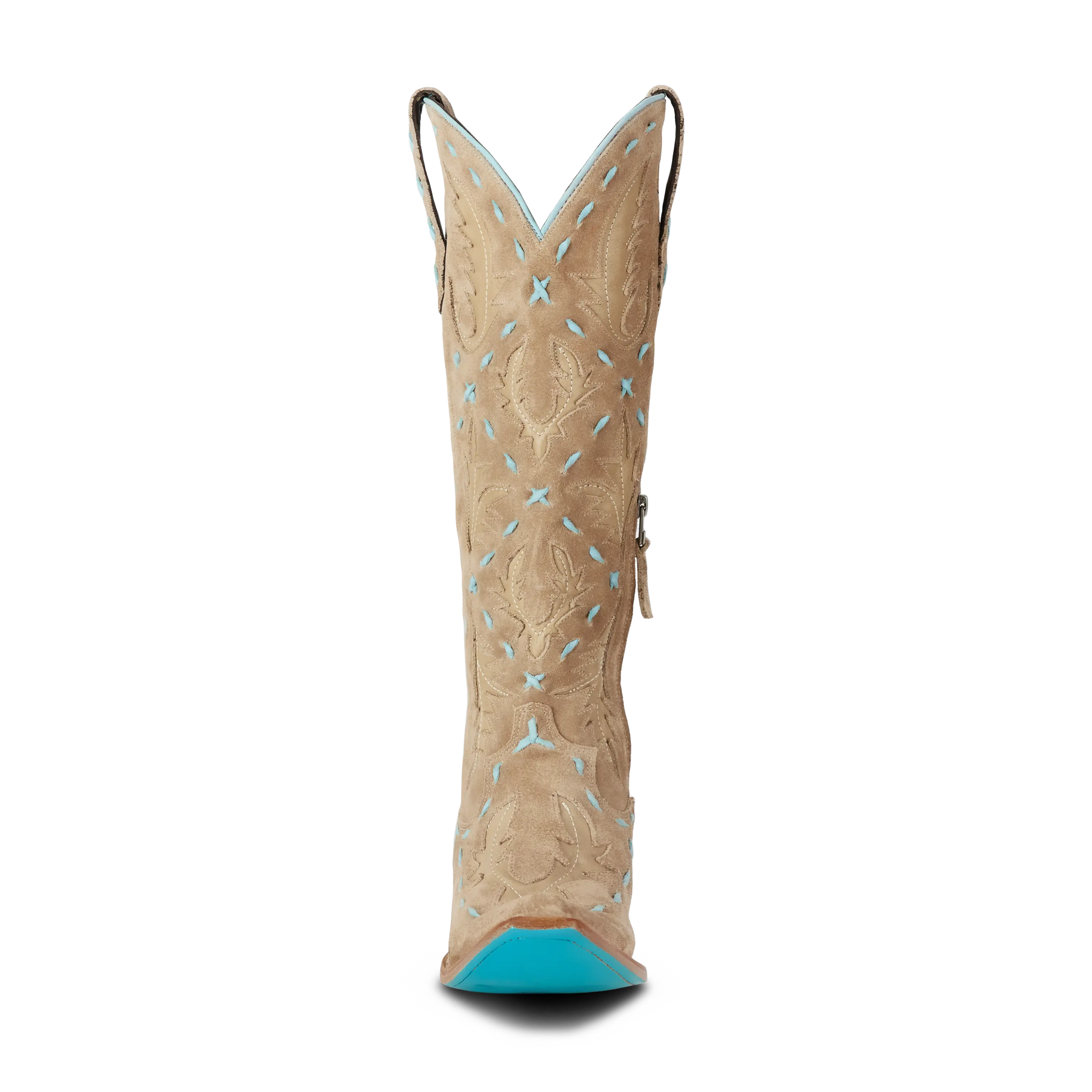 Reverie Knee High Corset - Latte Suede and Powder Blue Ladies Boot Western Fashion by Lane