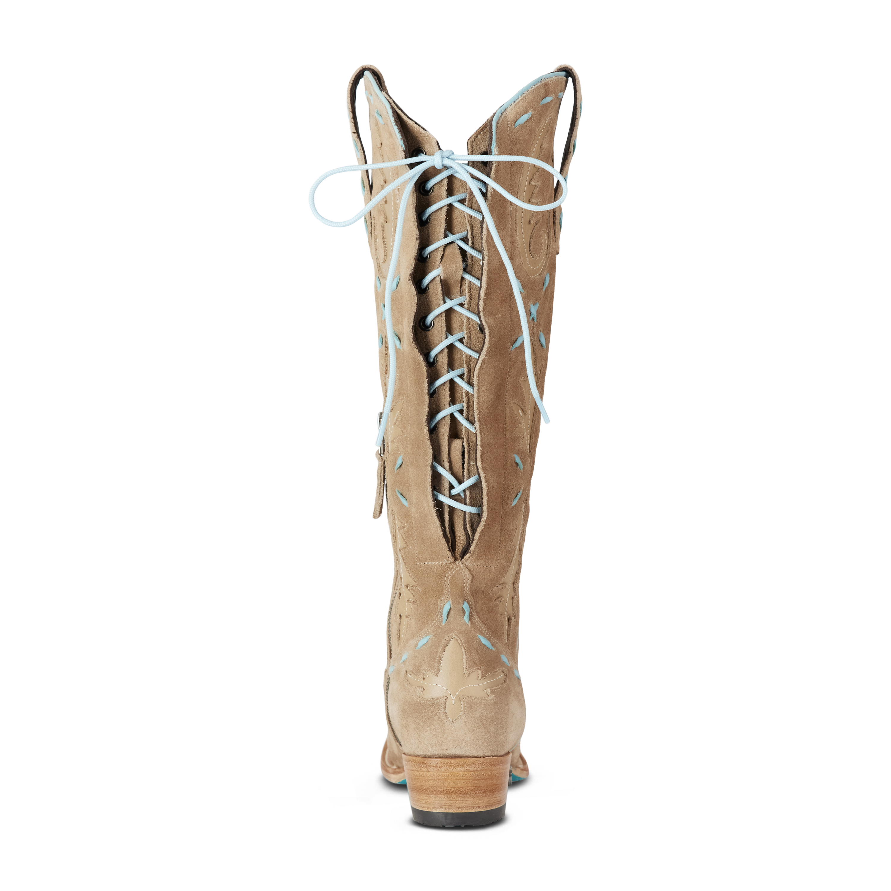Reverie Knee High Corset - Latte Suede and Powder Blue Ladies Boot Western Fashion by Lane
