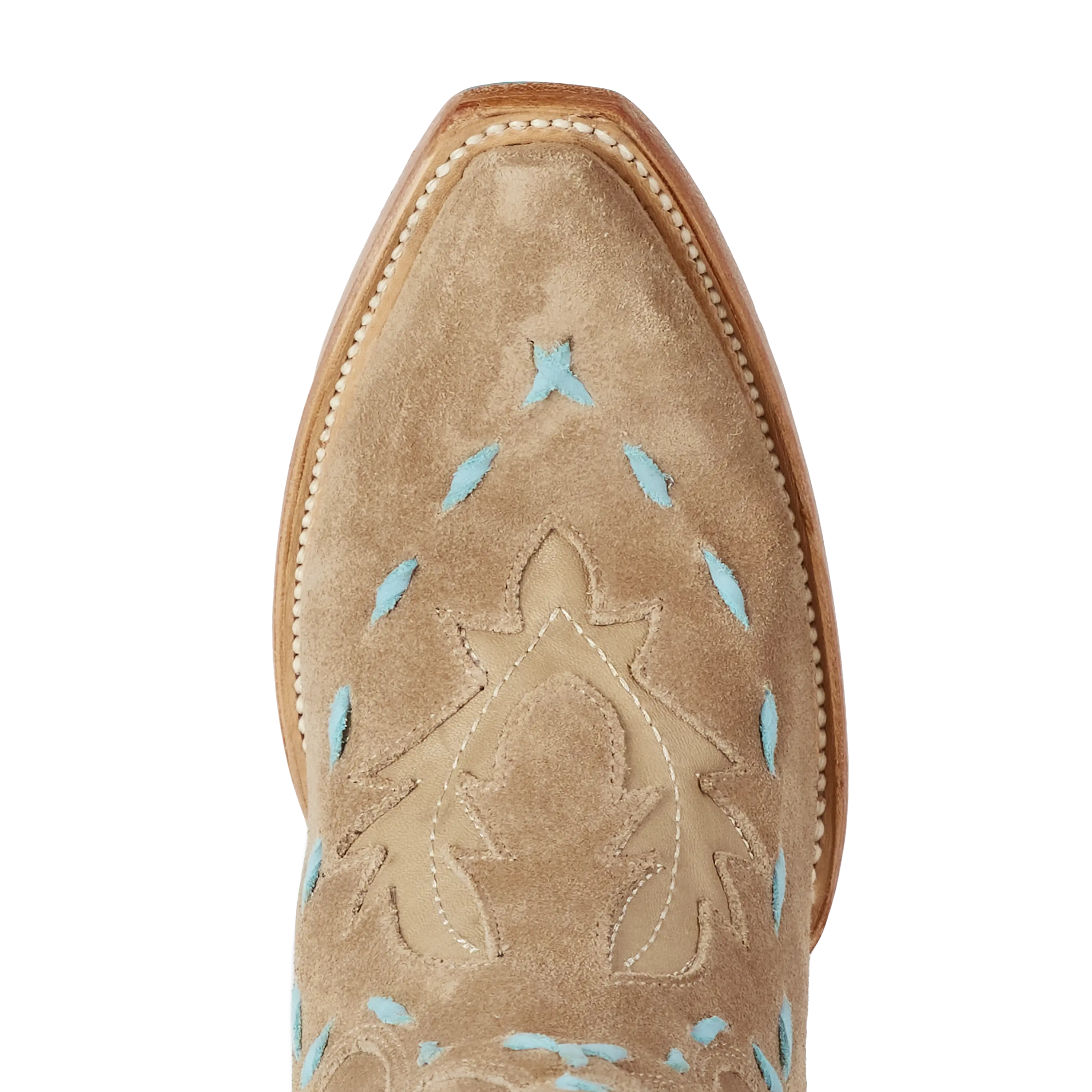 Reverie Knee High Corset - Latte Suede and Powder Blue Ladies Boot Western Fashion by Lane