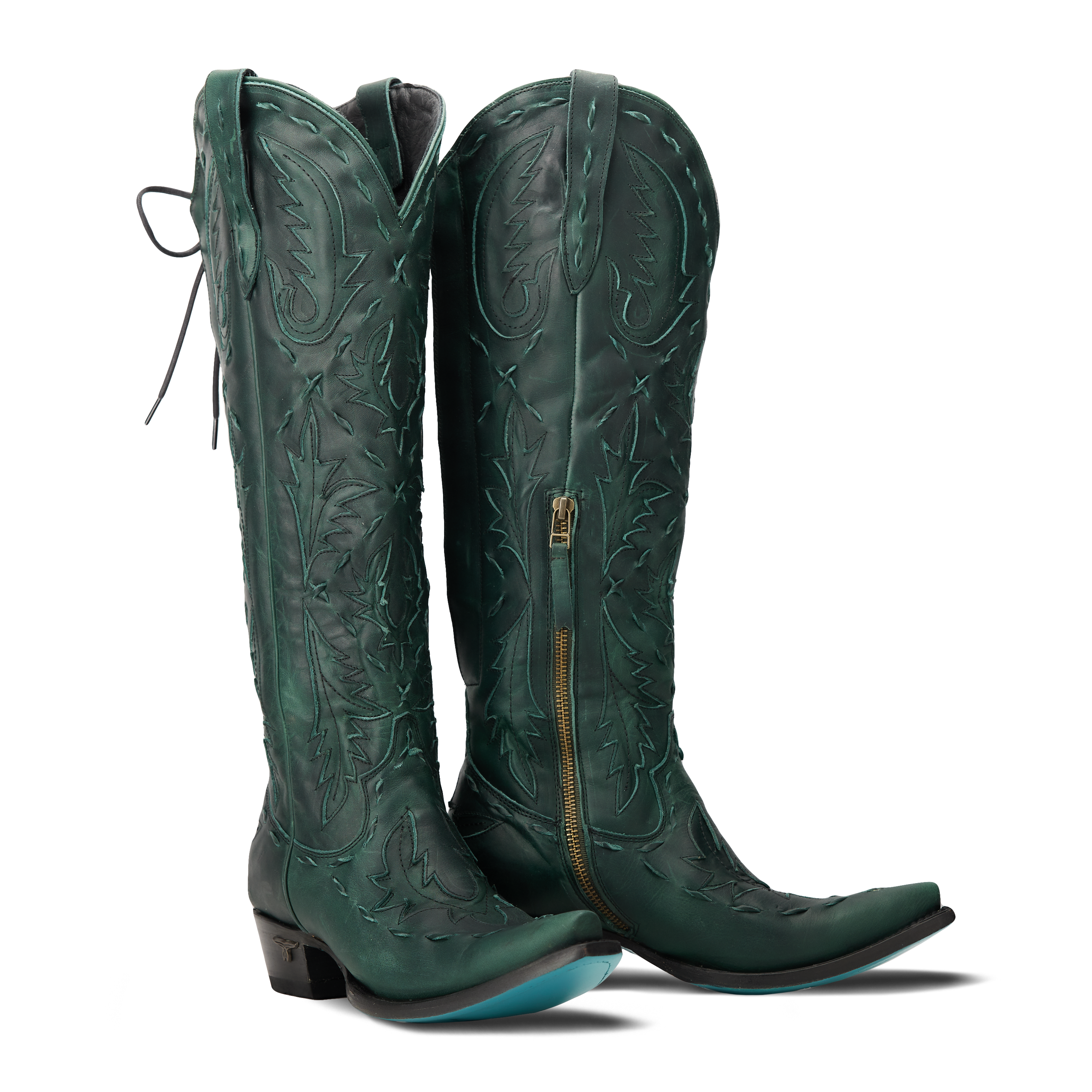 Reverie Knee High Corset - Emerald Green Ladies Boot Emerald Green Western Fashion by Lane